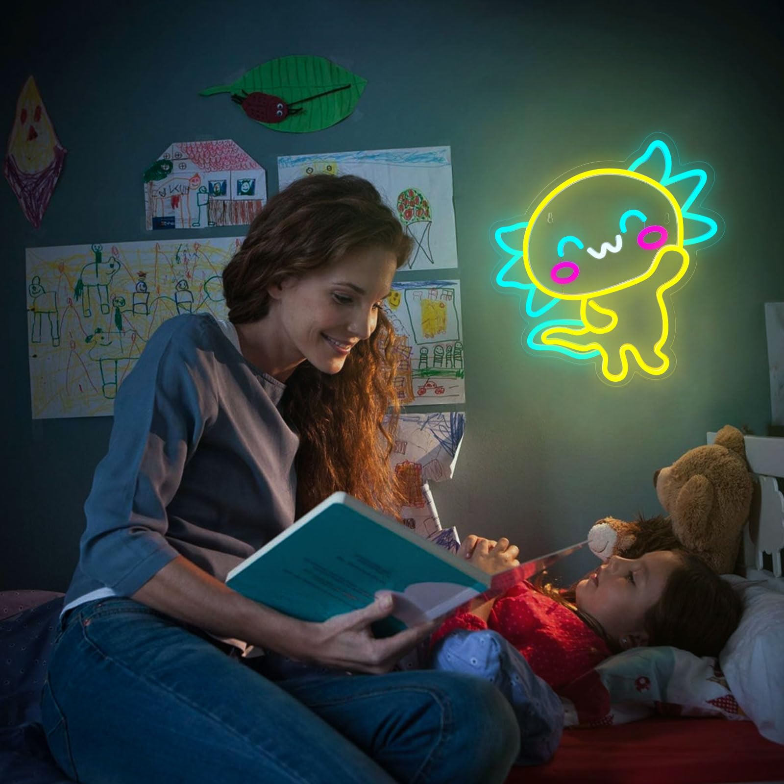 Nen Sign Axolotl Neon Light, Dimmable USB Powered LED Sign for Wall Decor, Kawaii Design, Model NHD2308111, Color: Axolotl
