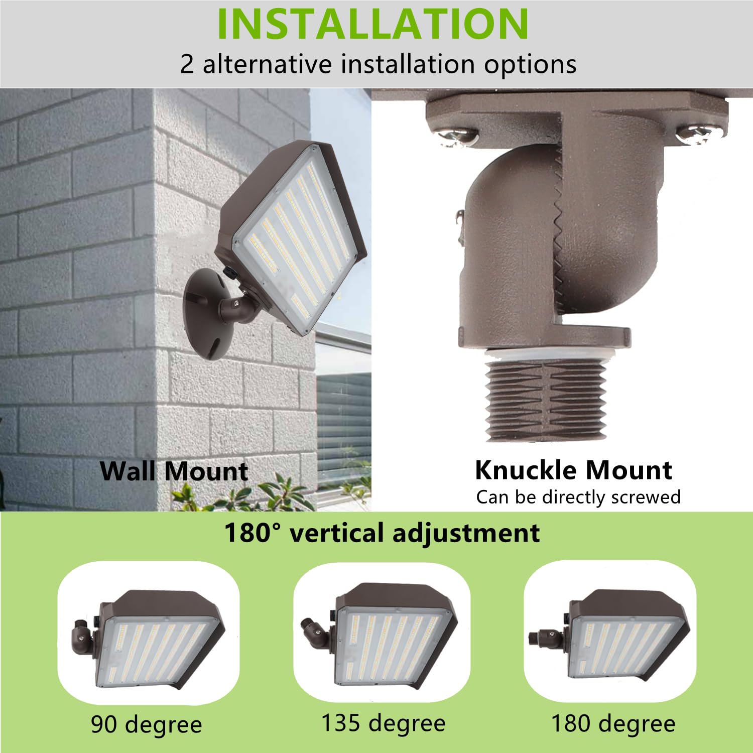 180W Outdoor Led Flood Light Dusk To Dawn With Knuckle  25200Lm 1500W Equivalent  100-277V 5000K Daylight  Etl Commercial Led Flood Light Fixture  Outdoor Security Lighting For Landscape/Parking Lot