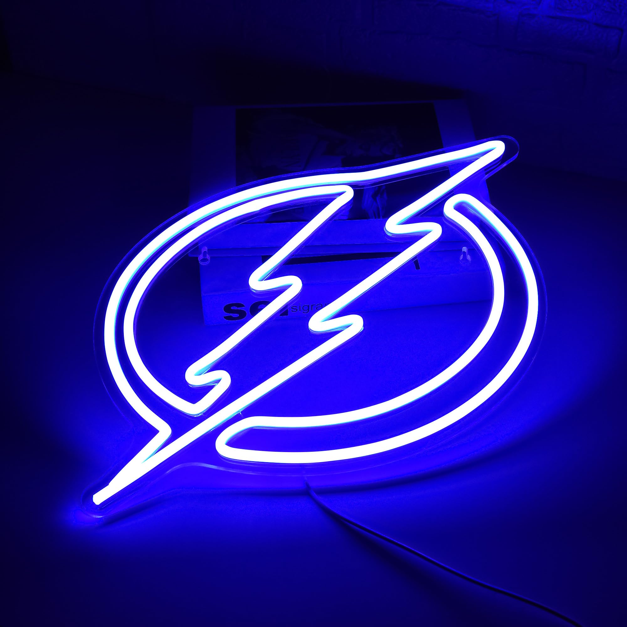 LALAON Ice Hockey Neon Sign Wall Decor LED Light 13.8x12.99in Blue Tampa Model ZKXD10003