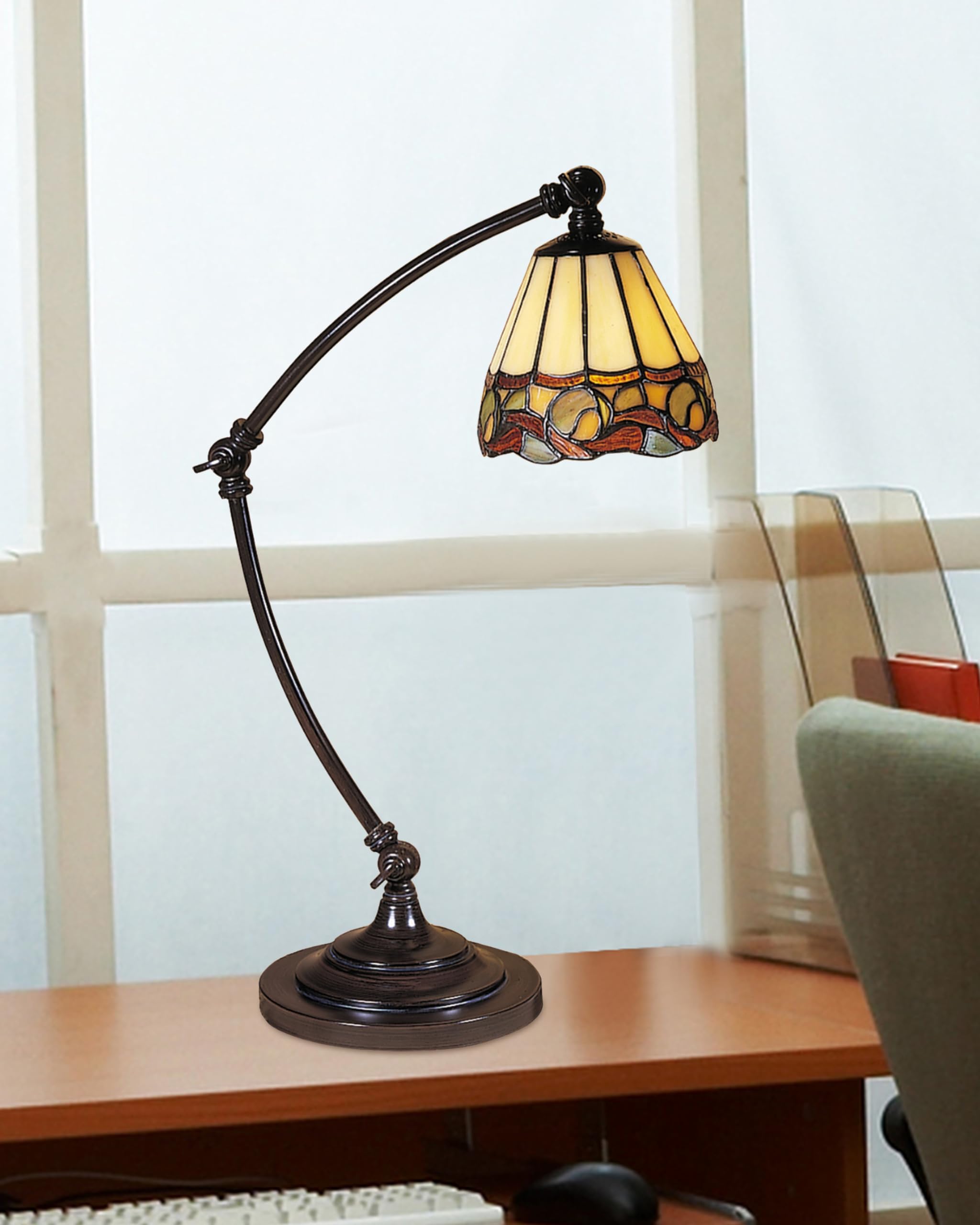 Dale Tiffany TA100700 Ainsley Desk Lamp, 5.5'' x 5.5'' x 21'', Mica Bronze