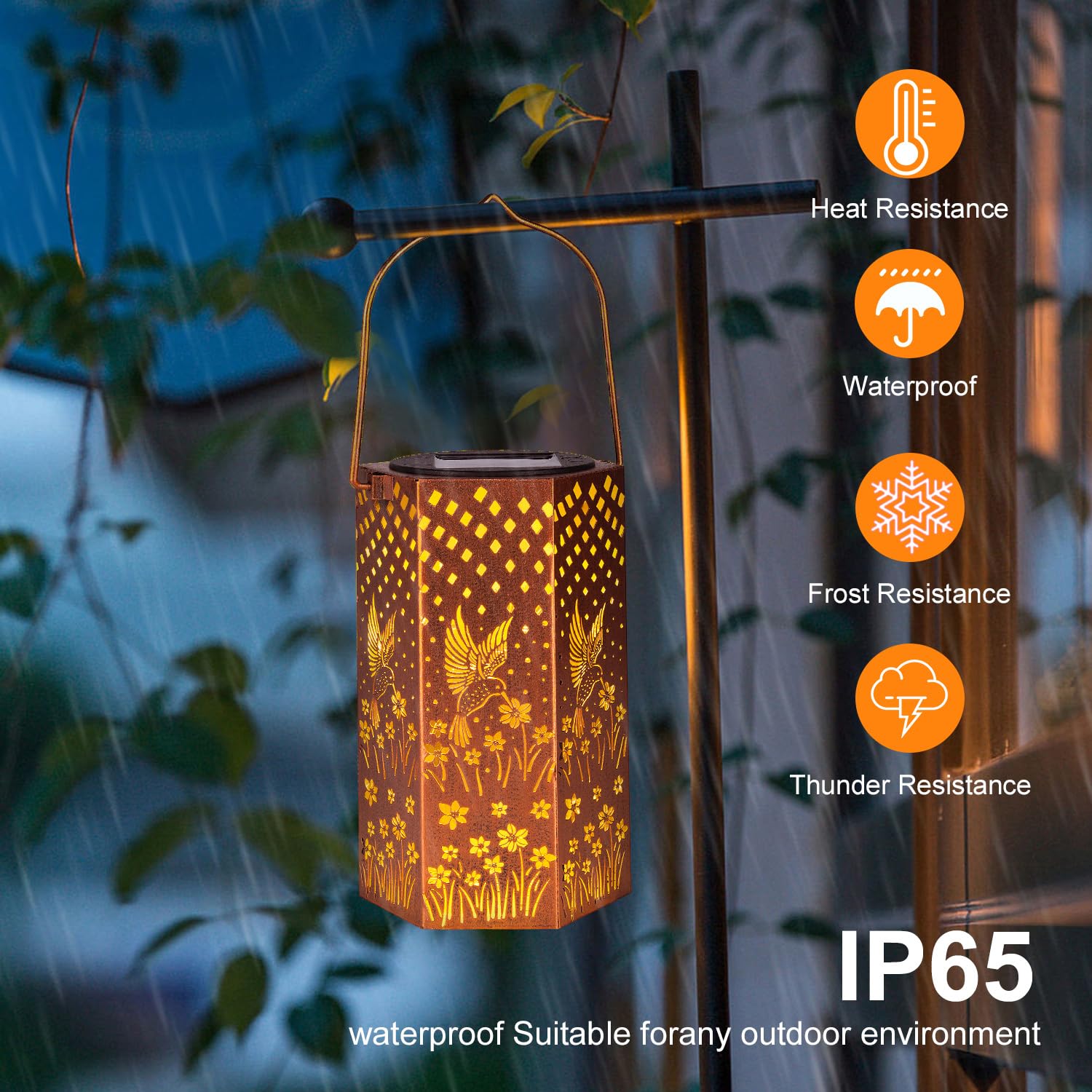 2 Pack Hummingbird Solar Lanterns Outdoor Waterproof - Birthday Gifts For Women, Men, Mom, Solar Lights Outdoor Hanging Garden D