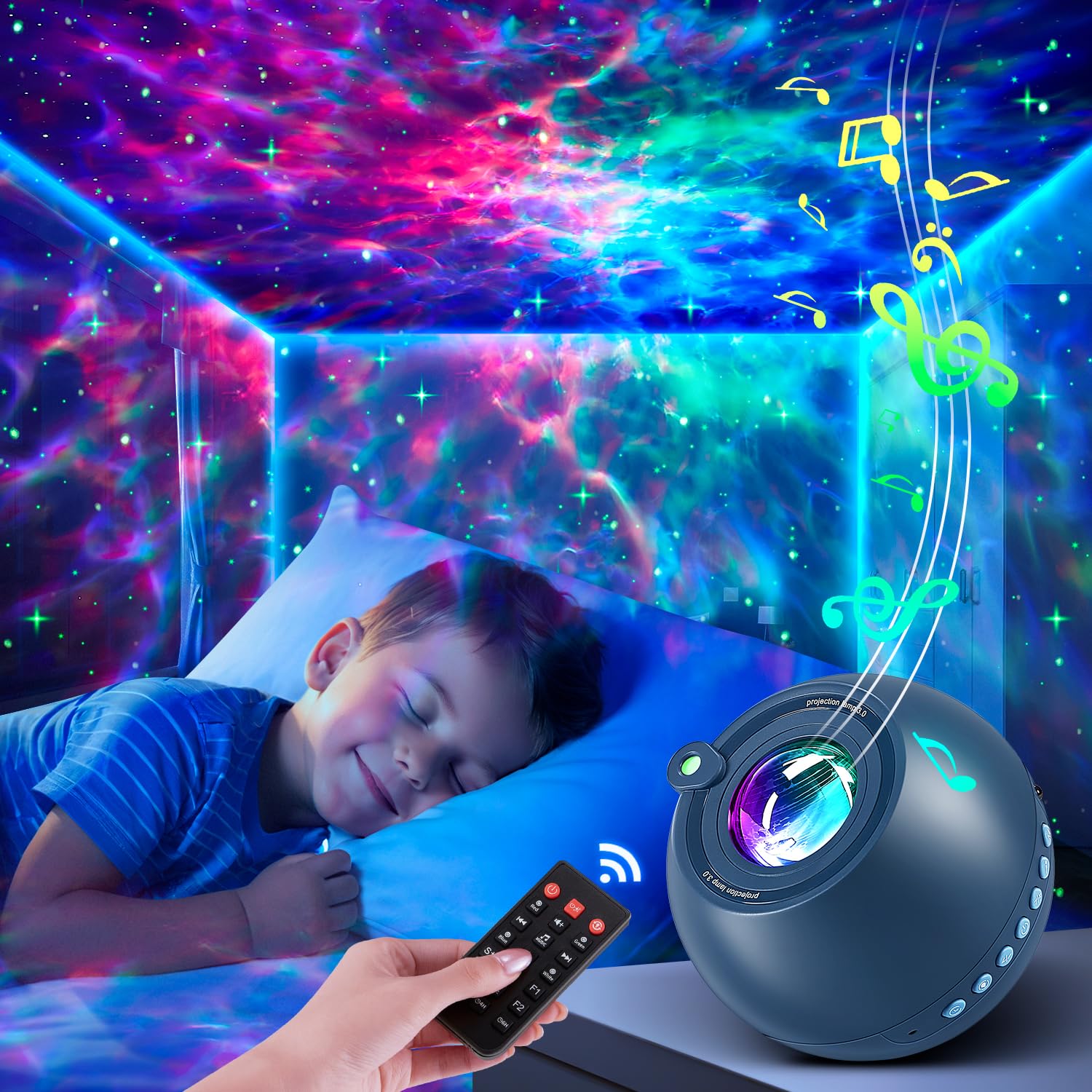 Galaxy Projector Star Projector,15 Color Galaxy Light Projector for Kids Room,15 White Noise Star Projector for Kids,Bluetooth G