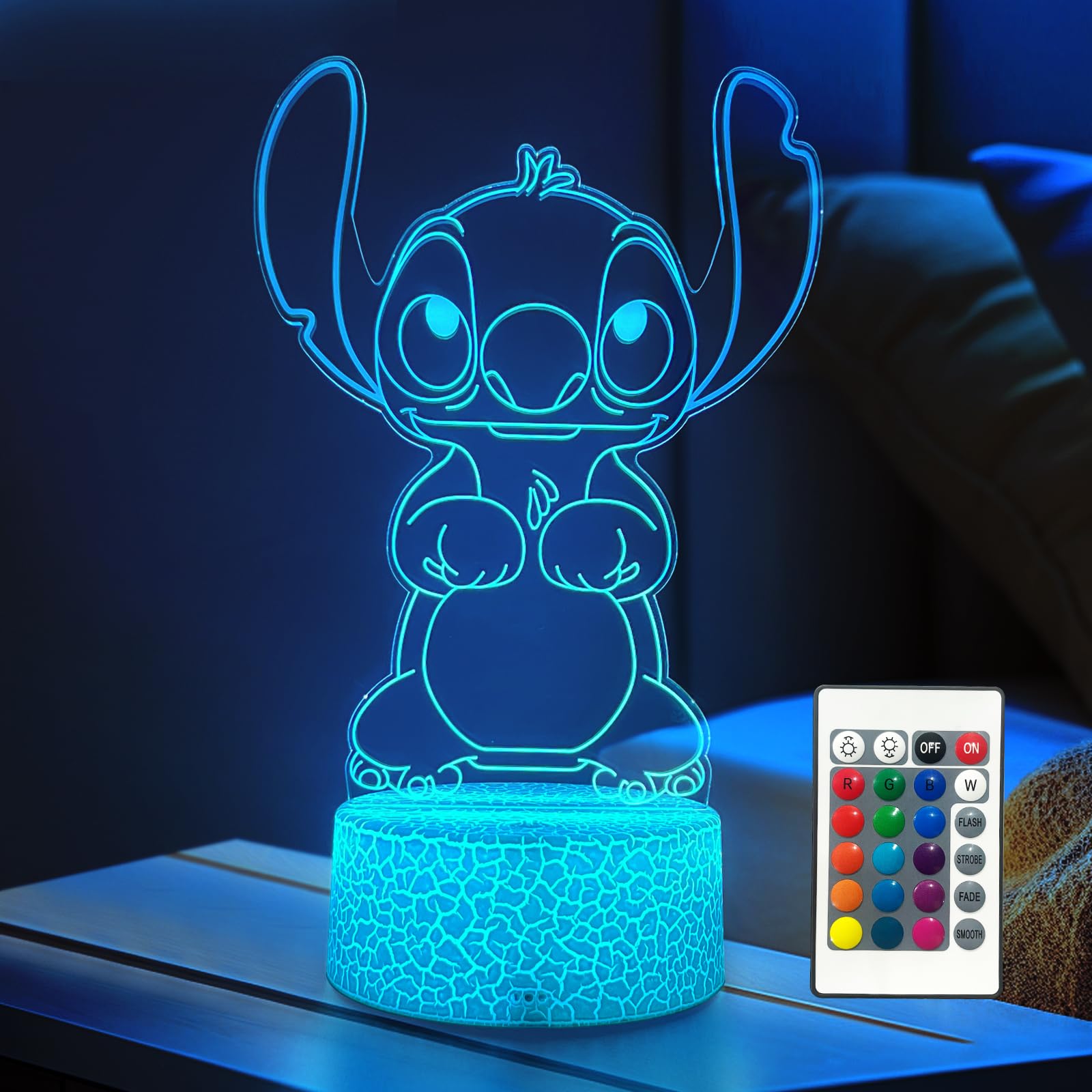 AIHYING Cool Night Light,16 Color Night Light,3D LED Lamp with Smart Remote Control,Boy Gifts for Children's Room Decoration,Chr