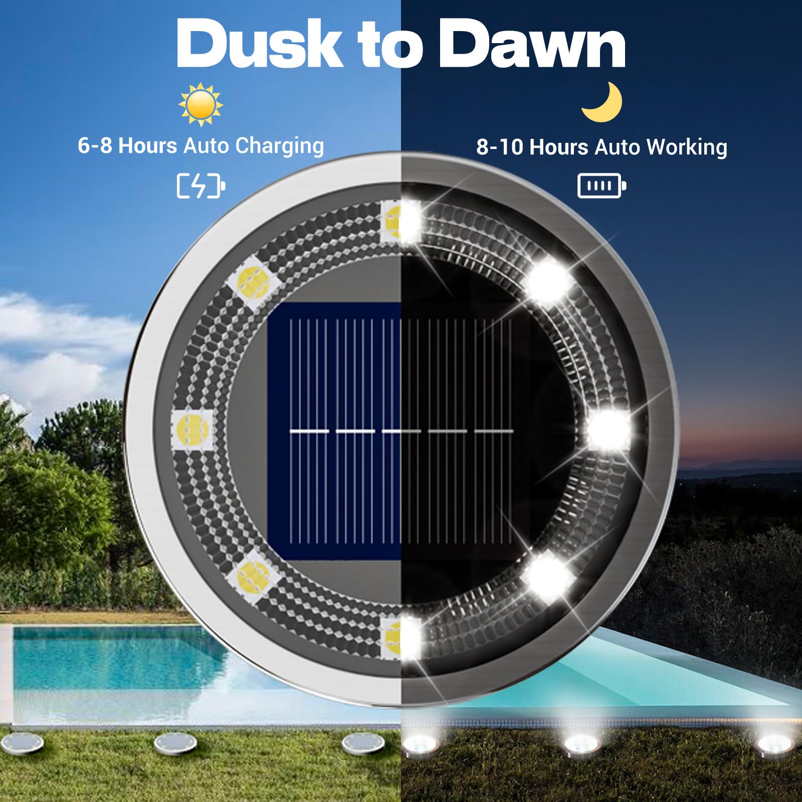 Vighep Solar Ground Lights 18 Pack Flat Solar Lights Outdoor Waterproof  Bright Led Solar Disc Lights  6000K Cool White Landscape Lighting For Outside Yard Garden Pathway Driveway Lawn