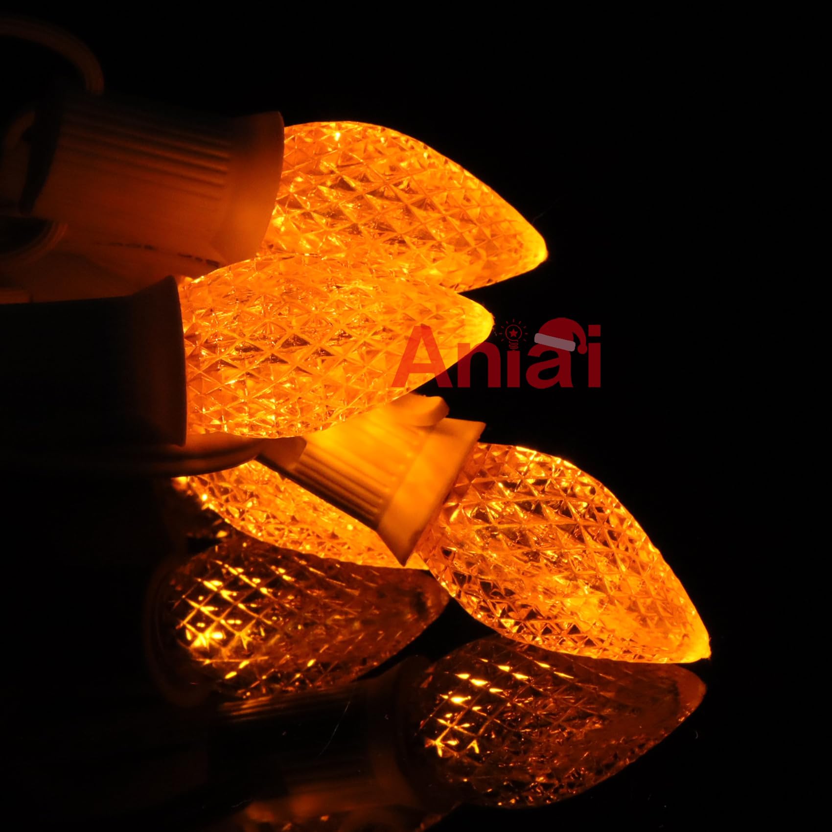 Aniai 5Pcs C7 Led Christmas Light Bulbs - C7 Led Bulbs With E12 Base Sockets Replacement Bulbs For Outdoor String Lights - Comme