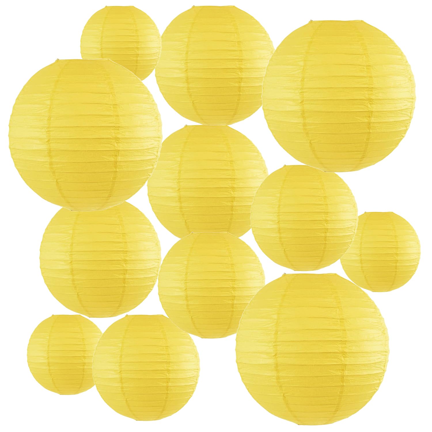Peywot 12Pcs Round Paper Lanterns Assorted Sizes (6'' 8'' 10'' 12'') for Home Decor, Restaurant, Church, Wedding, Birthday Party