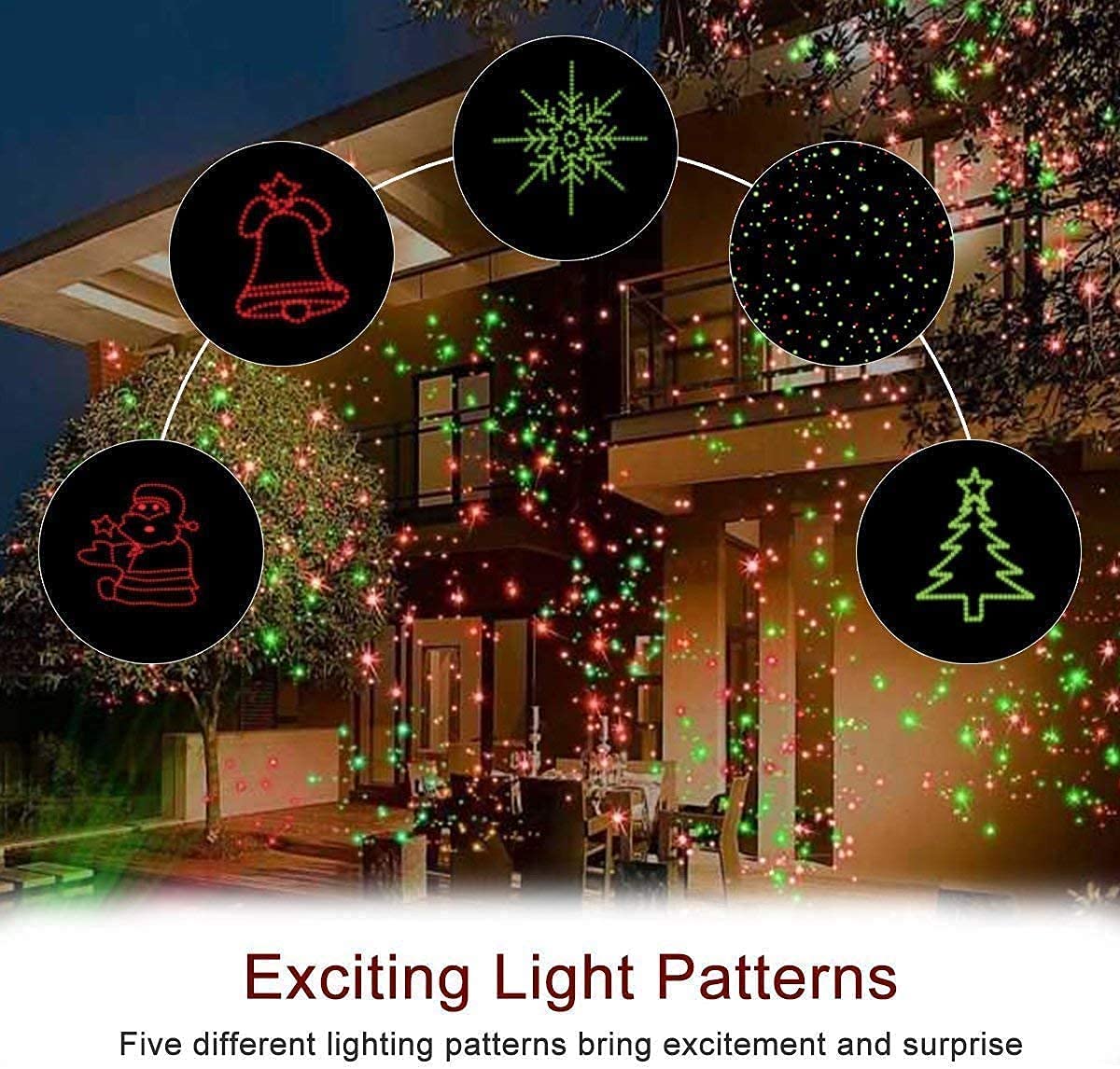 Tofu Christmas Projector Lights - Waterproof Laser Spotlight With Red & Green Patterns For Outdoor Decor