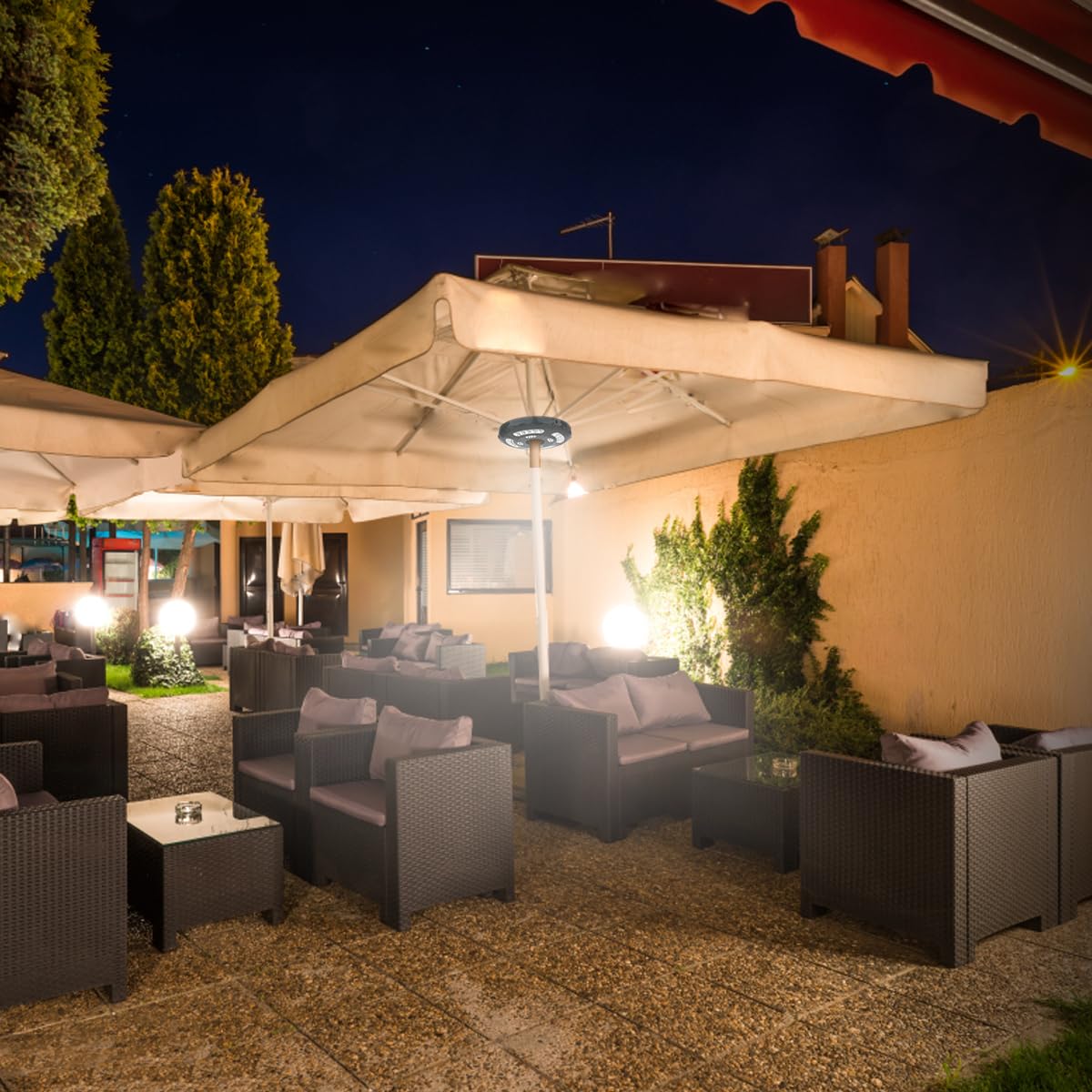 INKEER Dual-Power Patio Umbrella Light, Rechargeable & Battery Operated, 3 Lighting Modes, Cool White, Model in-28-warm