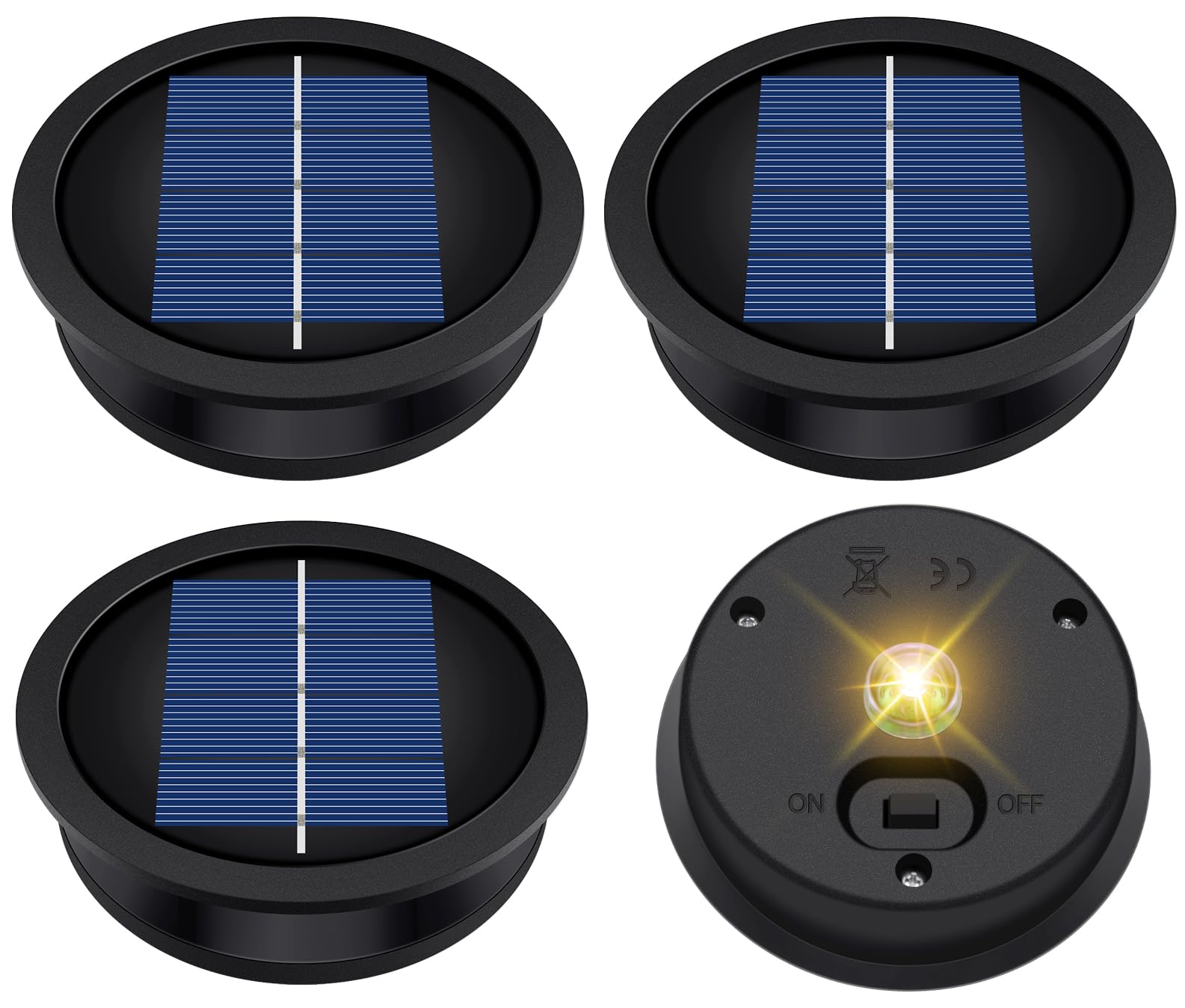 4 Pack Solar Light Replacement Top, Replacement Solar Light Parts for Lantern (Top 3.23 Inch, Bottom 2.83 Inch), Waterproof LED 