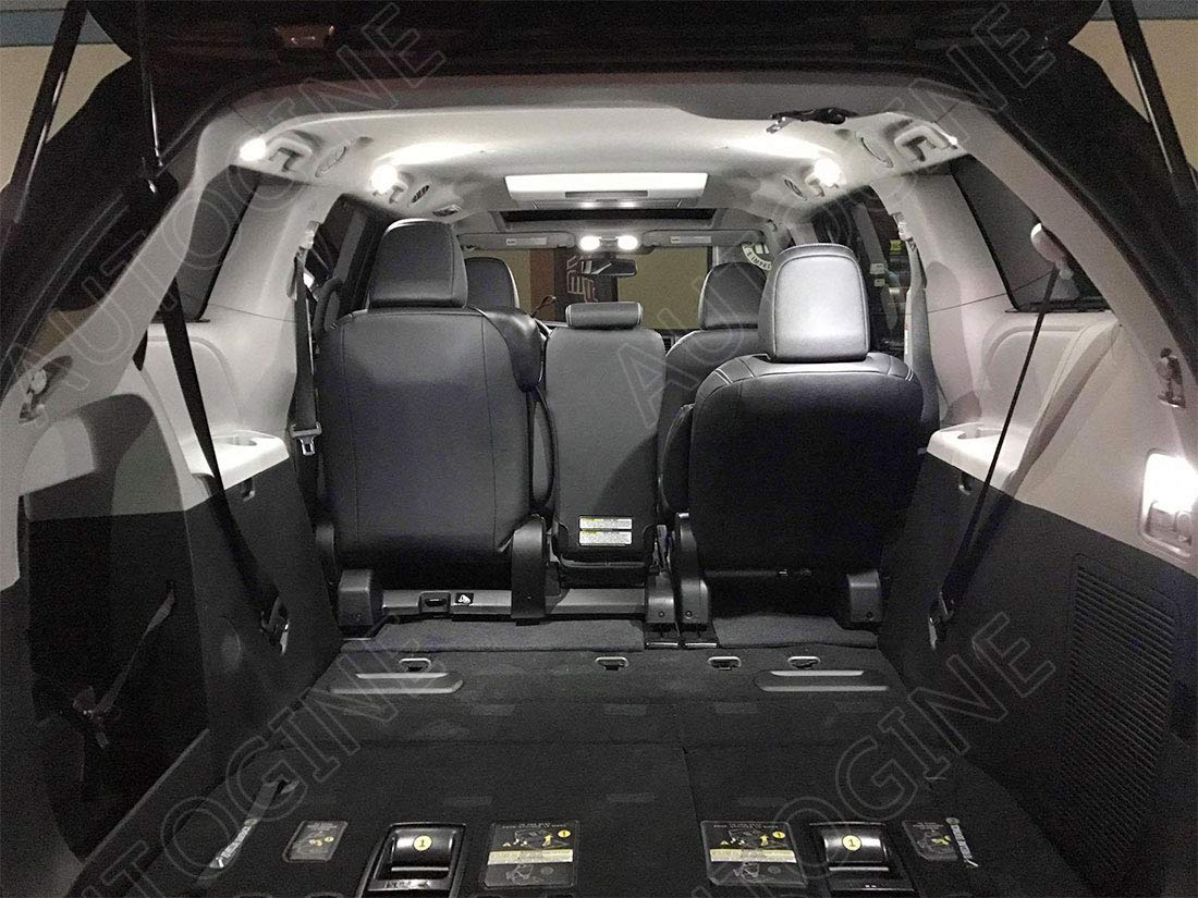 Autogine 15 Piece White Interior Led Lights Kit For Toyota Sienna 2011 2012 2013 2014 2015 2016 2017 2018 2019 2020 2021 Super Bright 6000K Interior Led Light Bulbs Package + Install Tool