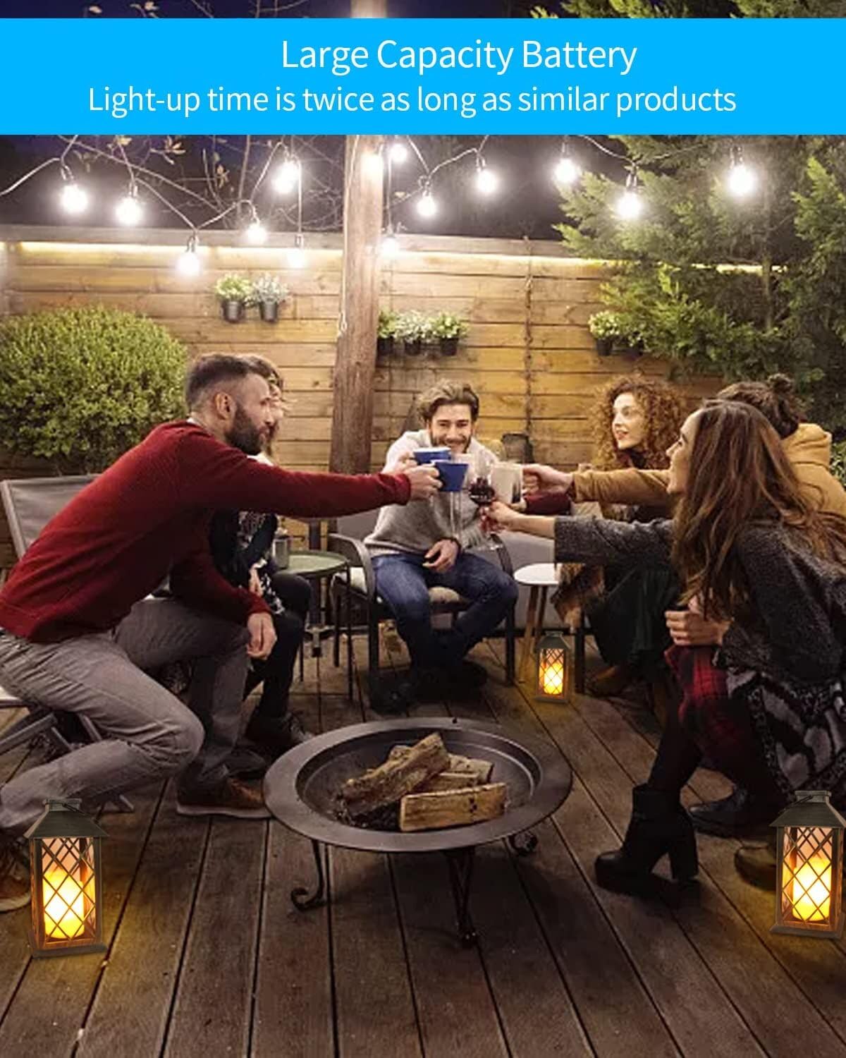 Shymery Solar Lantern 2 Pack - 14 Inch Waterproof Led Flickering Flameless Candle, Bronze