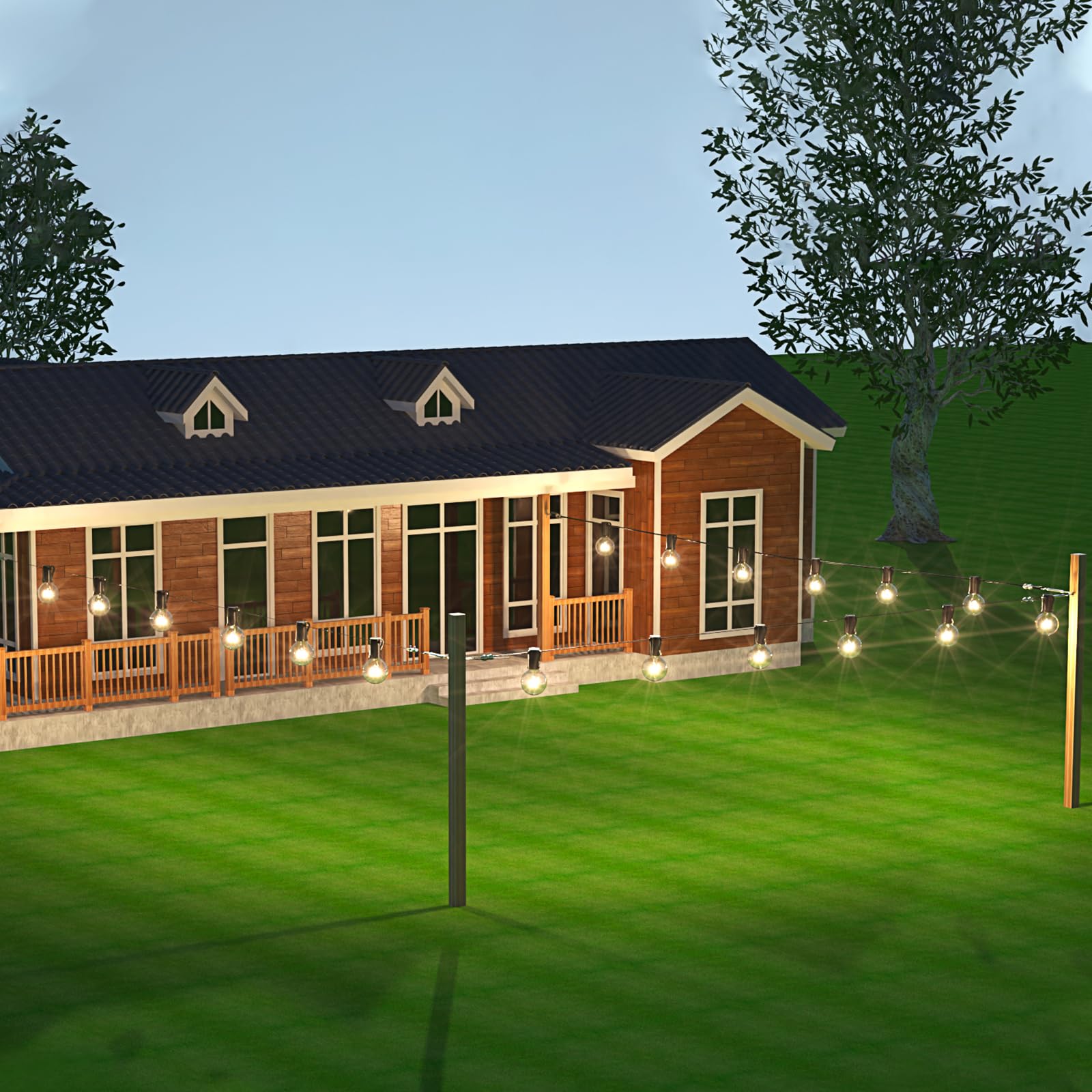 Blika 170Ft Globe String Light Suspension Kit, Black Stainless Steel Hanging Wire