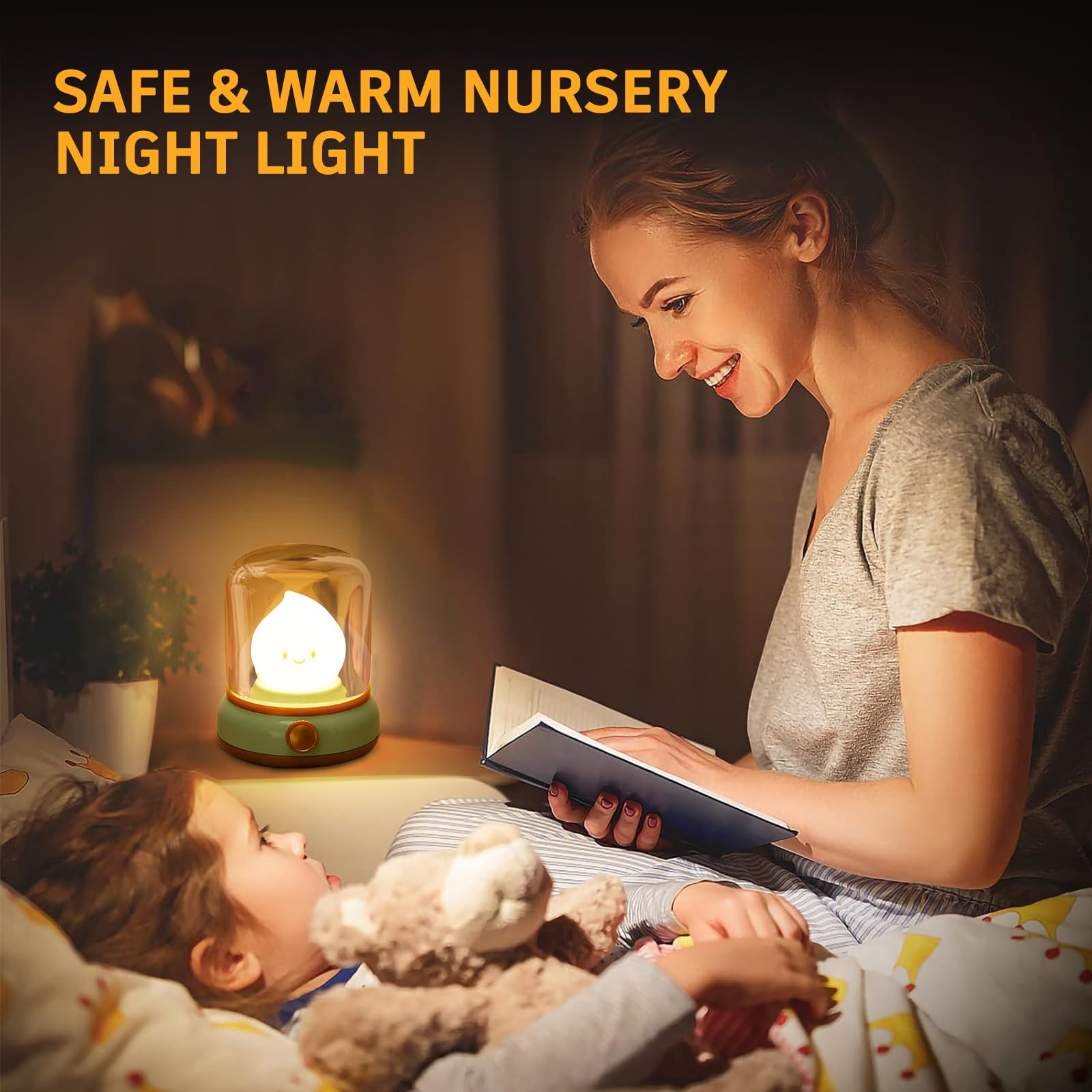 Ghost Campfire Night Light  Small Cute Desk Lamp  Dimmable Cordless Bedside Table Lamp  2 Modes Rechargebale Battery Oprated Warm Night Light For Bedroom/Kids/Baby Nursery  Vintage Ambient Lighting