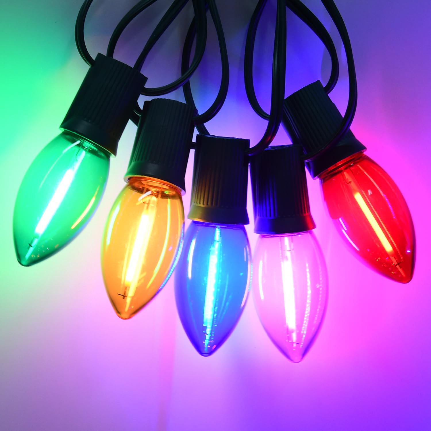 C9 Led Christmas Lights Outdoor Waterproof  25Ft Shatterproof Colored Christmas Lights Led Multicolor C9 Outdoor Christmas Lights For House Christmas Tree Yard Garden Decor  25+1 Led Bulbs  0.6W