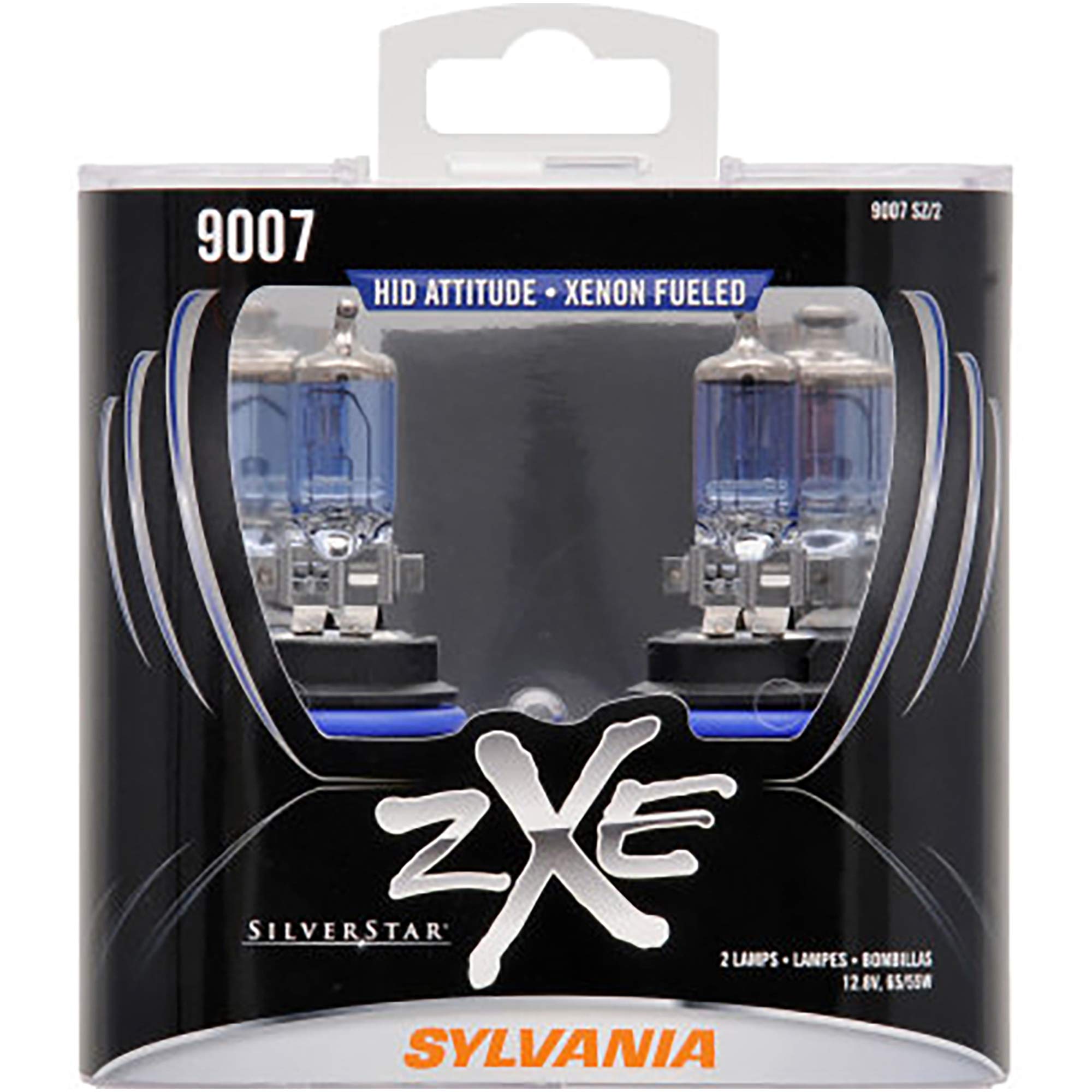 SYLVANIA - 9007 (HB5) SilverStar zXe High Performance Halogen Headlight Bulb - Bright White Light Output, HID Attitude, Xenon Fu