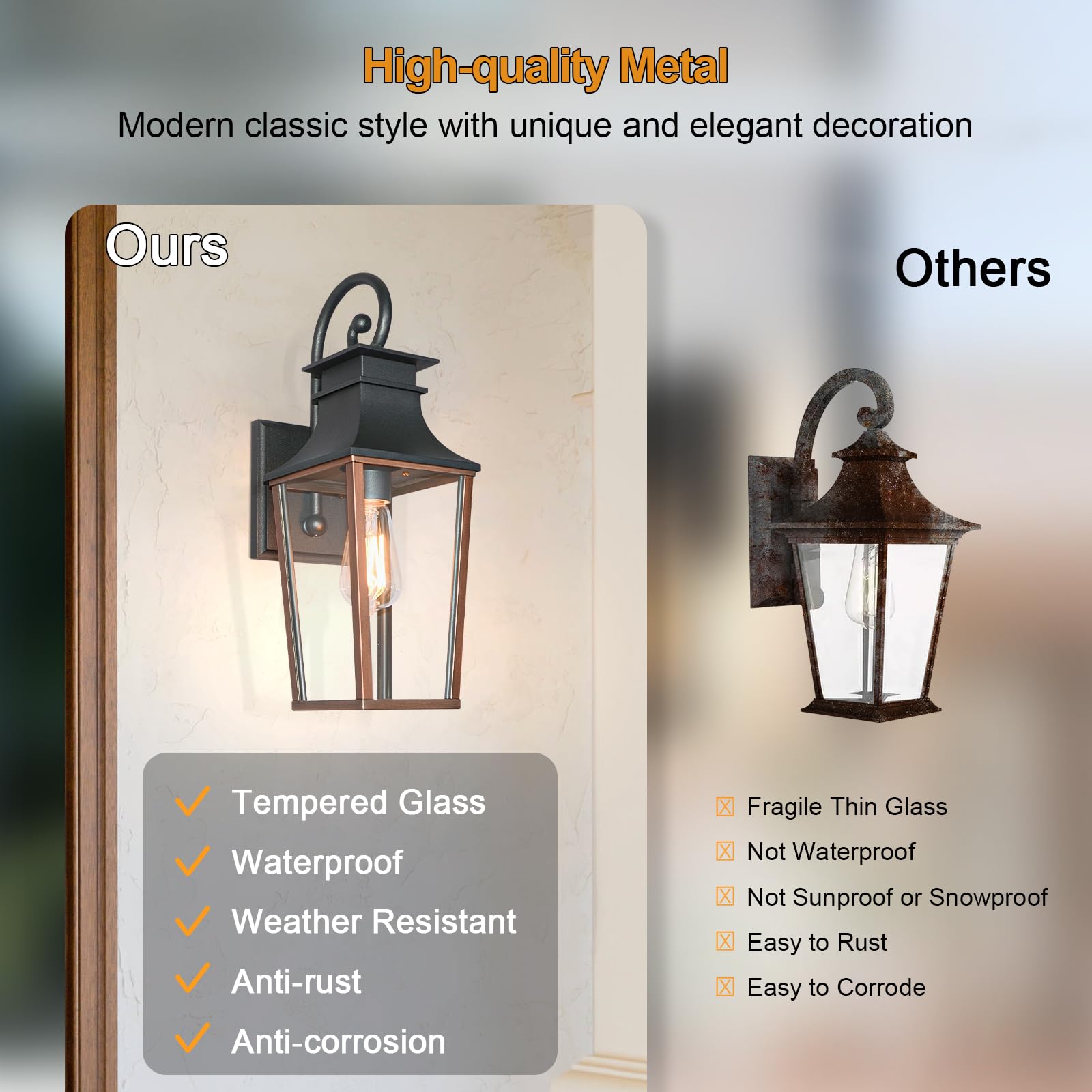 Alvime Outdoor Wall Lights Fixture, Exterior Wall Lanterns, Waterproof&All-Weather Sconce, Porch Outside Lamps For Entryway, Hou