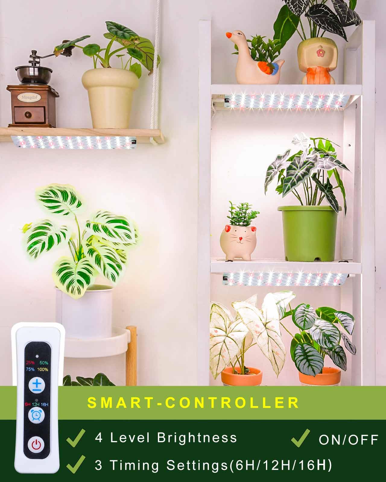 Aplant Grow Light For Indoor Plants, Dimmable Plant Light, 6/12/16H Timing Led Grow Lights Strip Full Spectrum,Ultra-Thin Plant Grow Light Panels, Under Cabinet Grow Lamps For Indoor Houseplants, 20W