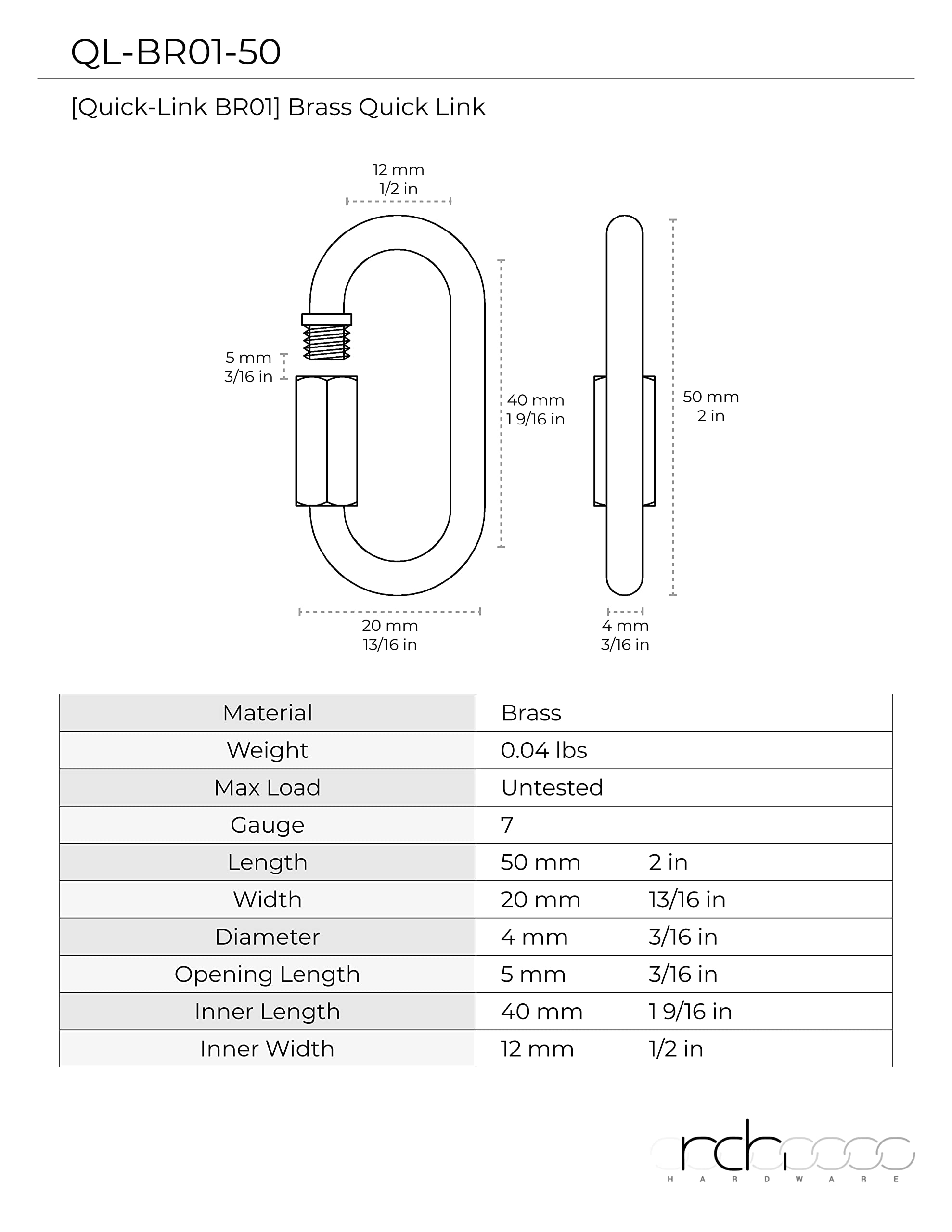 RCH Hardware QL-BR01-50 Brass Quicklink, 7 Gauge, Oil Bronzed Black (2 Pack)