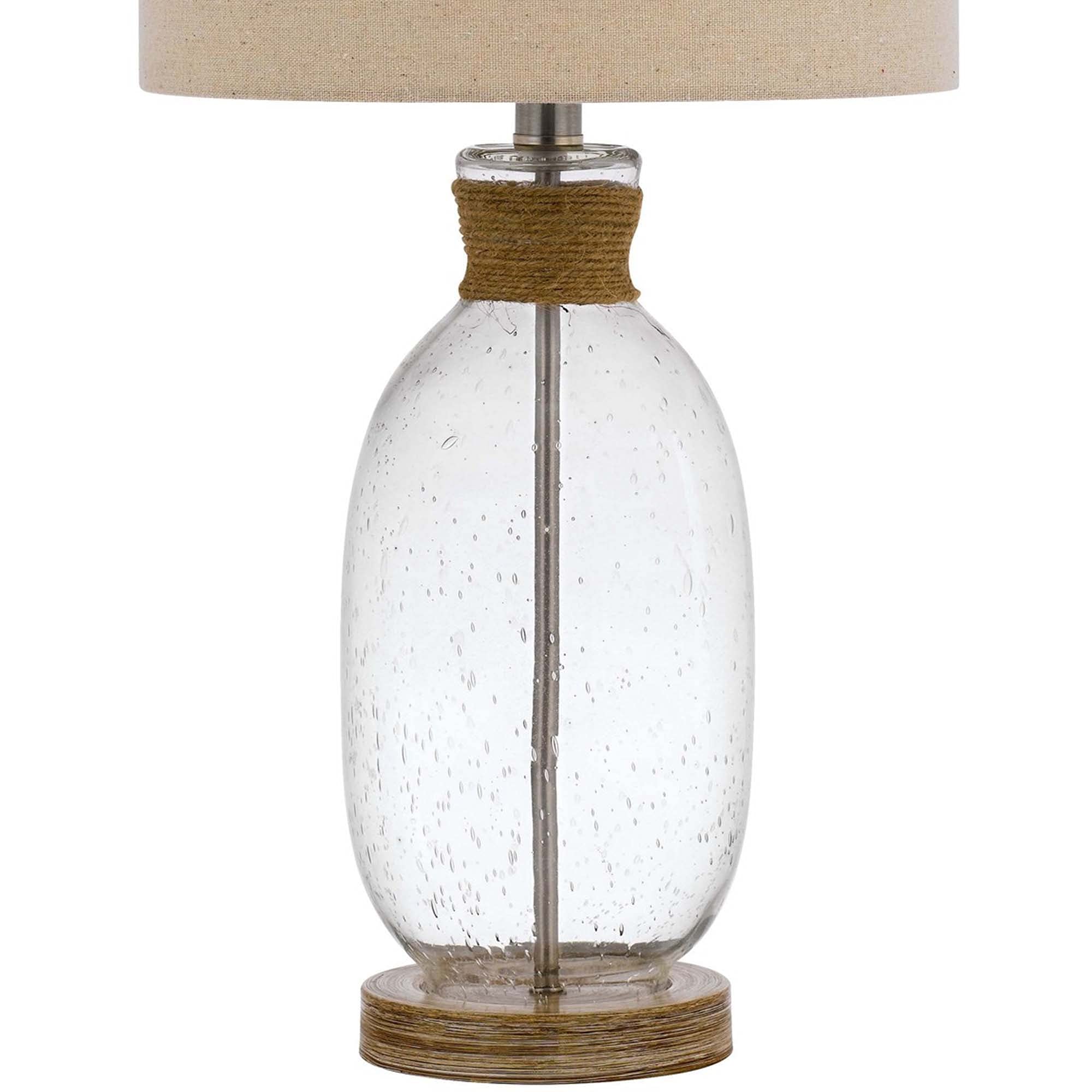 Benzara Table Lamp - Bubble Glass Body with Rope Accent, Beige, Model BM241867