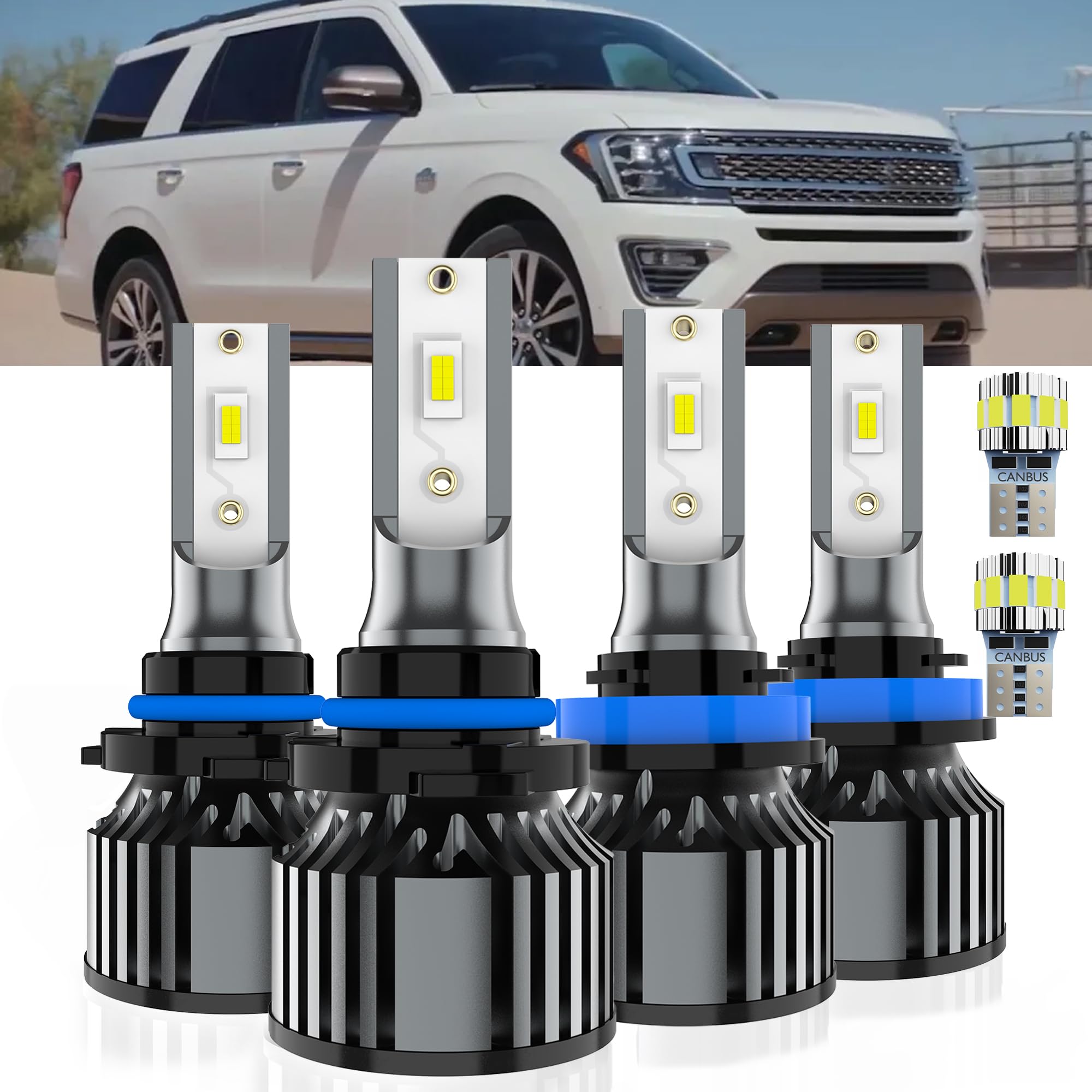 AYOTZIH Bulbs Fit For Ford Expedition 2015 2016 2017 2018 Without Projector & 2019-2020, High Beams+ Low Beams+ License Plate Li