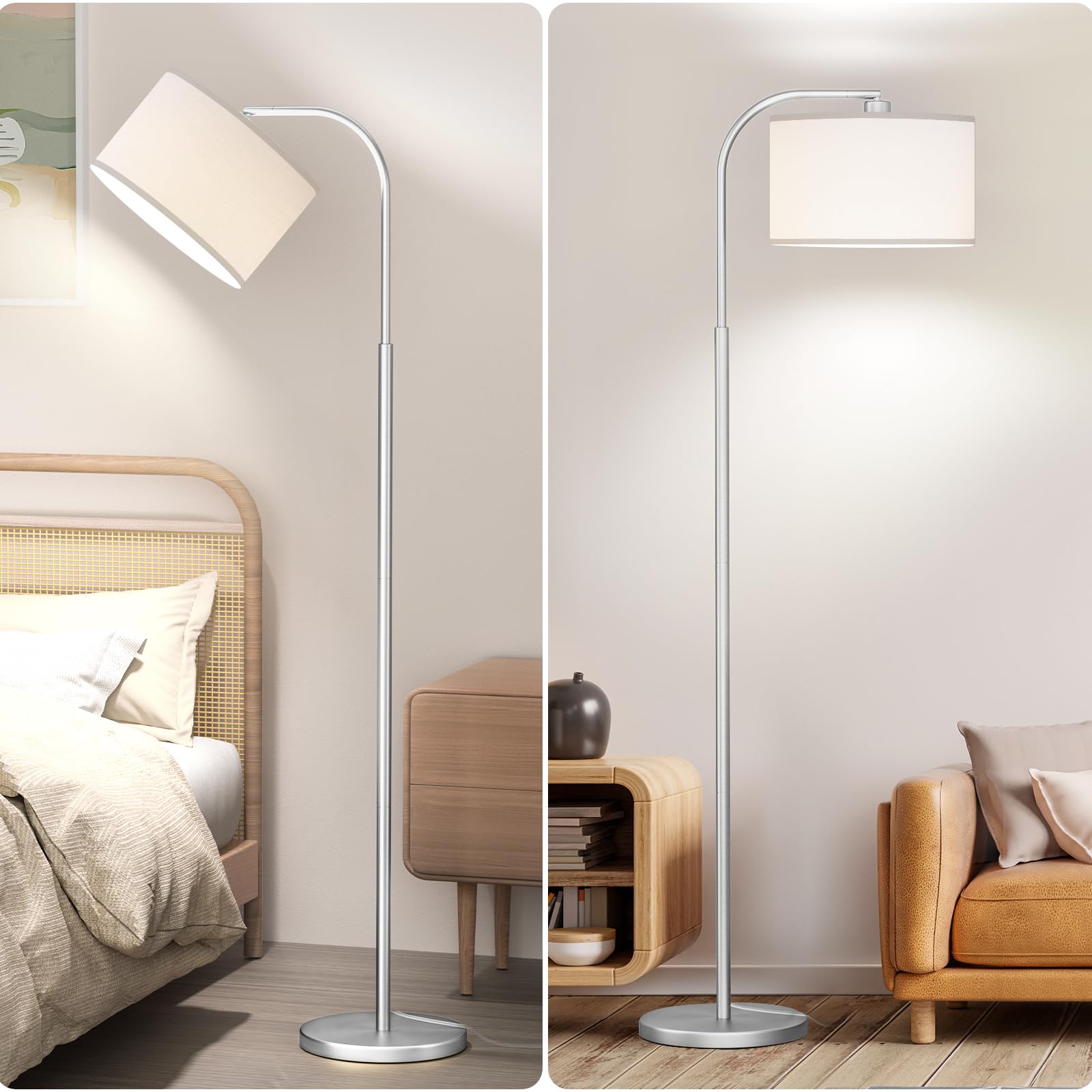 Cnxin Arc Floor Lamps For Living Room With 3 Color Temperatures, Modern Floor Lamp Reading Light With 9W Bulb Included, Standing