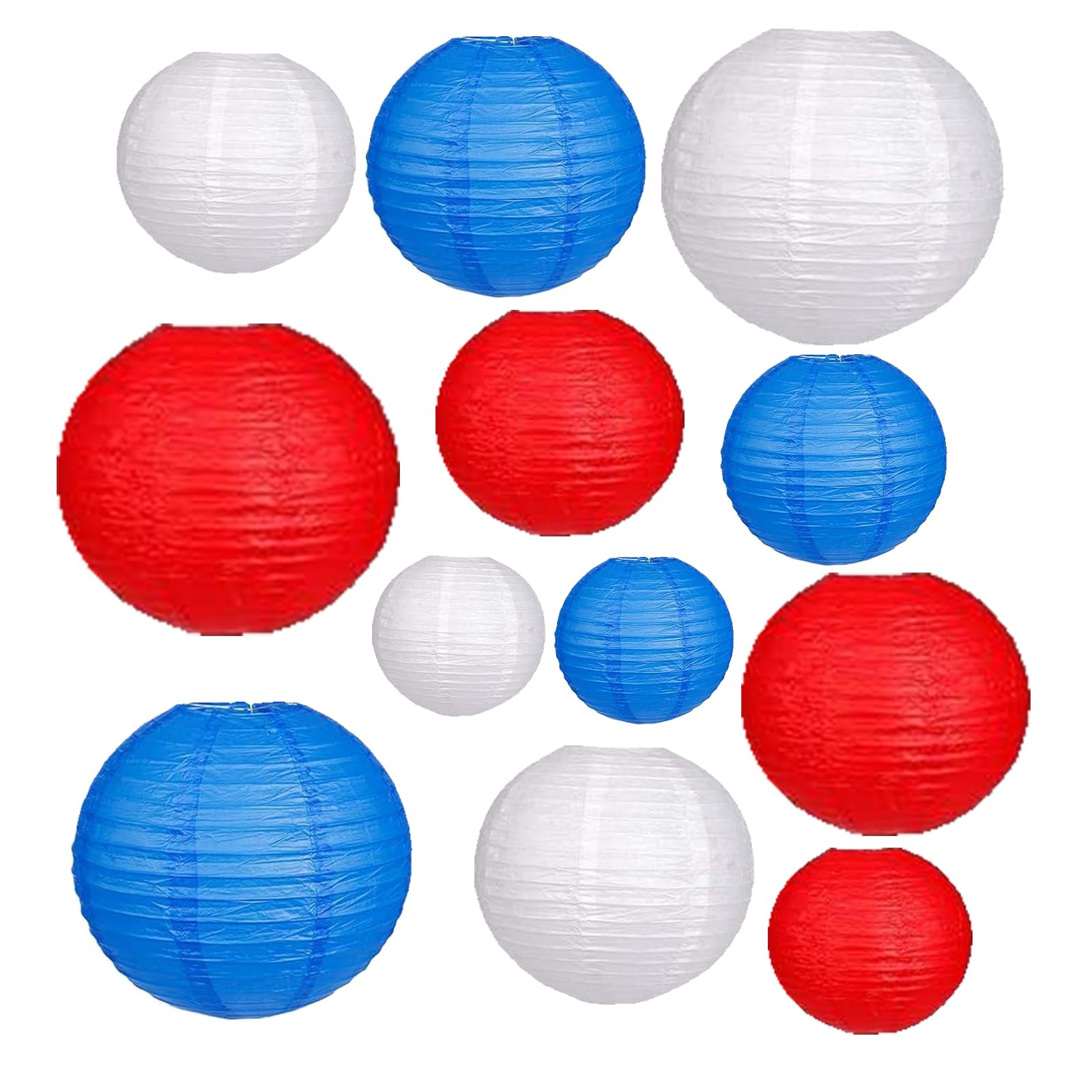 12Pcs Paper Lanterns 6   , 8   , 10   , 12   ,Paperlanterns Party Decoration, Blue White Red Paper Lanterns for Wedding, Bridal,