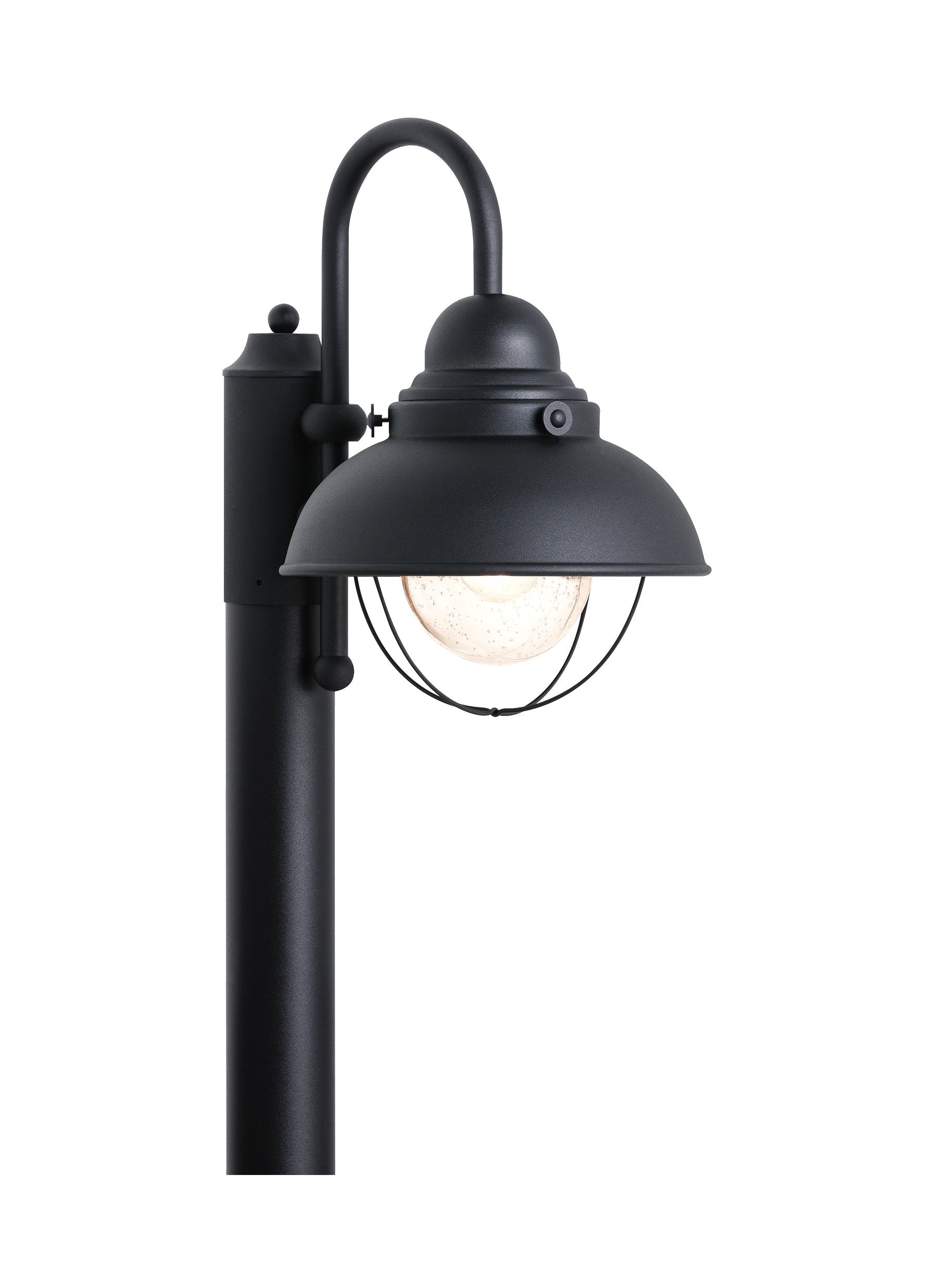 Sea Gull Lighting One-Light Outdoor Post Lantern, Full Size, Black, Model 8269-12, Glass Material