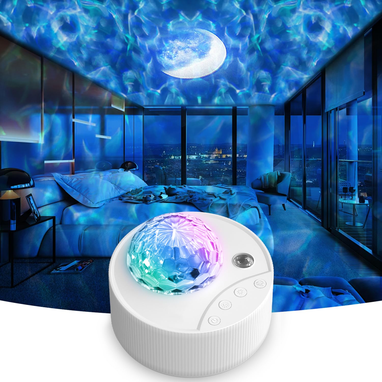 Moredig Galaxy Projector for Bedroom, 12 Colors LED Night Light Projector with Moon, Brightness and Fluctuation Speed Adjustment