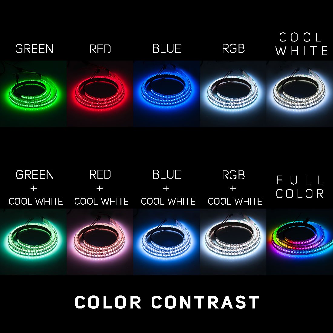 BTF-LIGHTING RGBW LED Strip, SK6812 Cool White & RGB, 3.3ft, 144 LEDs, Black PCB, IP65 Waterproof, Flexible Lighting Solution