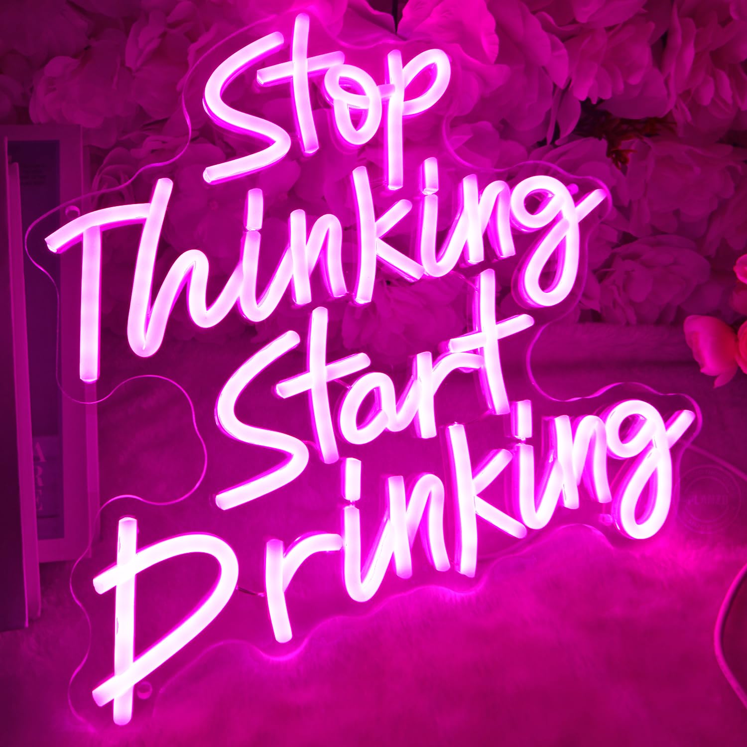 Planzo Neon Sign Wall Decor - LED Light for Home Bar, Bistro, Garage, 12.6in W x 13.4in H, Pink