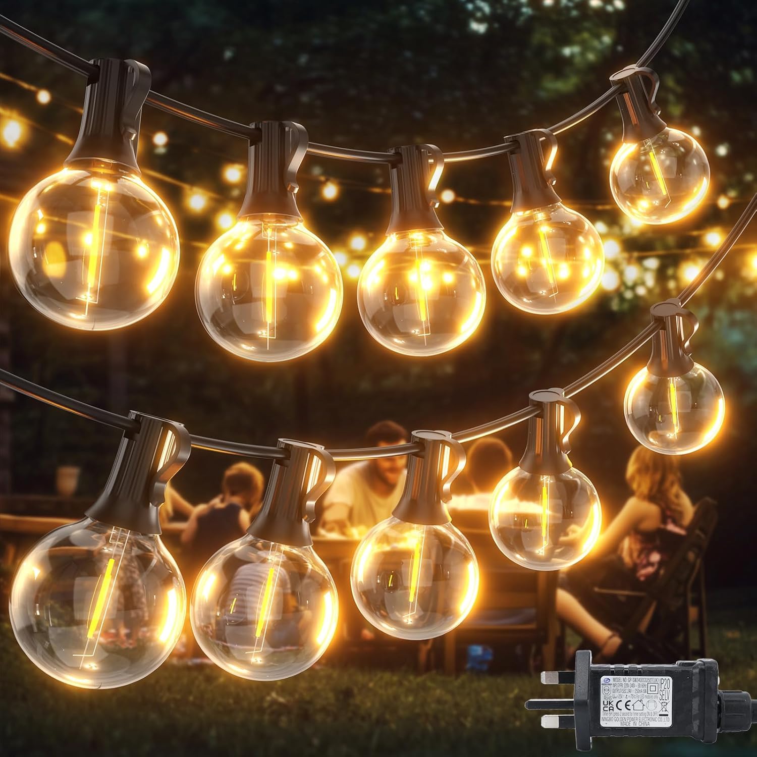 Outdoor String Lights 100ft LED Hanging Globe Patio Lights with G40 Shatterproof Bulbs(34+3 Bulbs)  Spring Easter Gift for Men Women Waterproof Connectable Hanging Light Outdoor Decor Garden Backyard