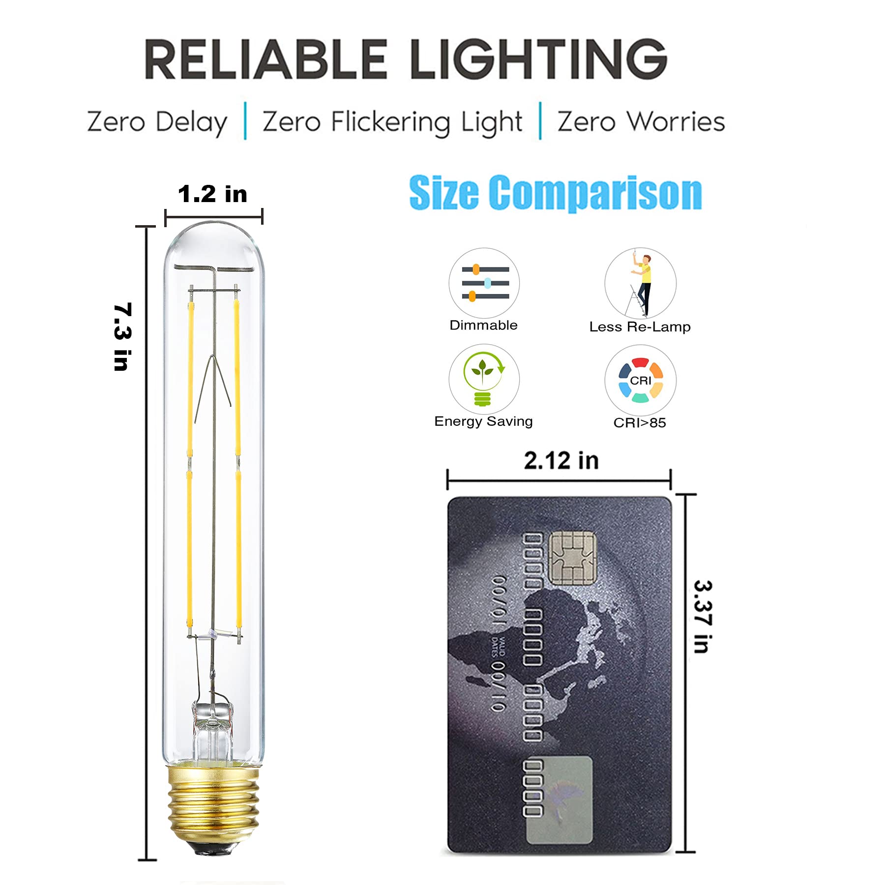 Xininsun T10 Led Bulb 6W Equal E26 Led Bulb 60 Watt Dimmable Neutral White 4000K E26 Edison Bulb Ac120V 600Lm Tubular Light Bulb