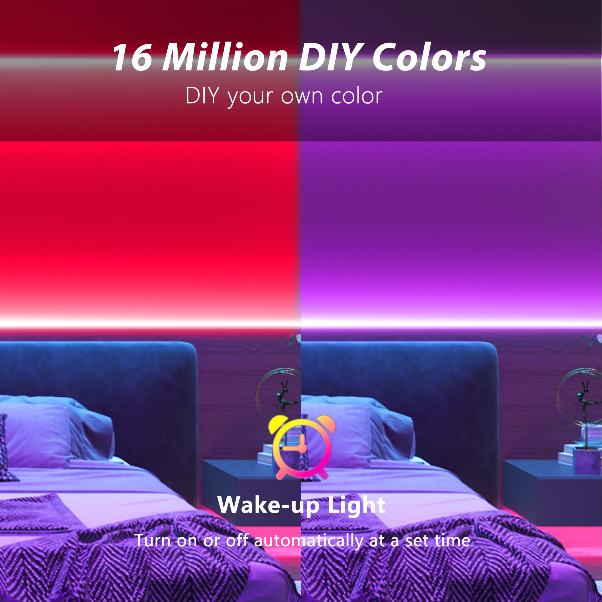 Ledagic Smart Voice Control Led Lights For Bedroom 100Ft, Wifi Rgb Led Strip Lights Compatible With Alexa And Google Assistant, Led Light Strip Music Sync 16 Million Colors Lights For Home Decor