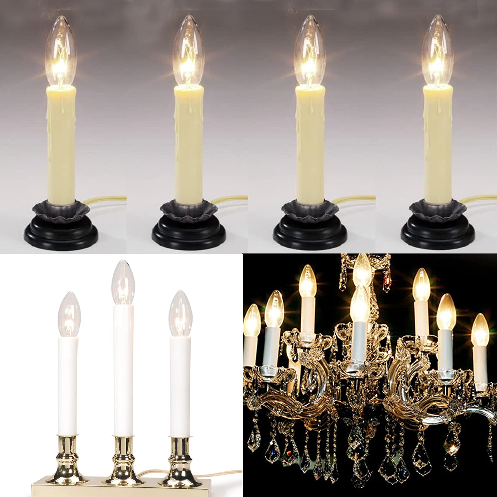 Sunsgne 25 Pack Clear Torpedo Tip Replacement Bulbs - E12 Candelabra Base, 120V 7 Watts, Ideal For Electric Candle Lamps & Chandeliers