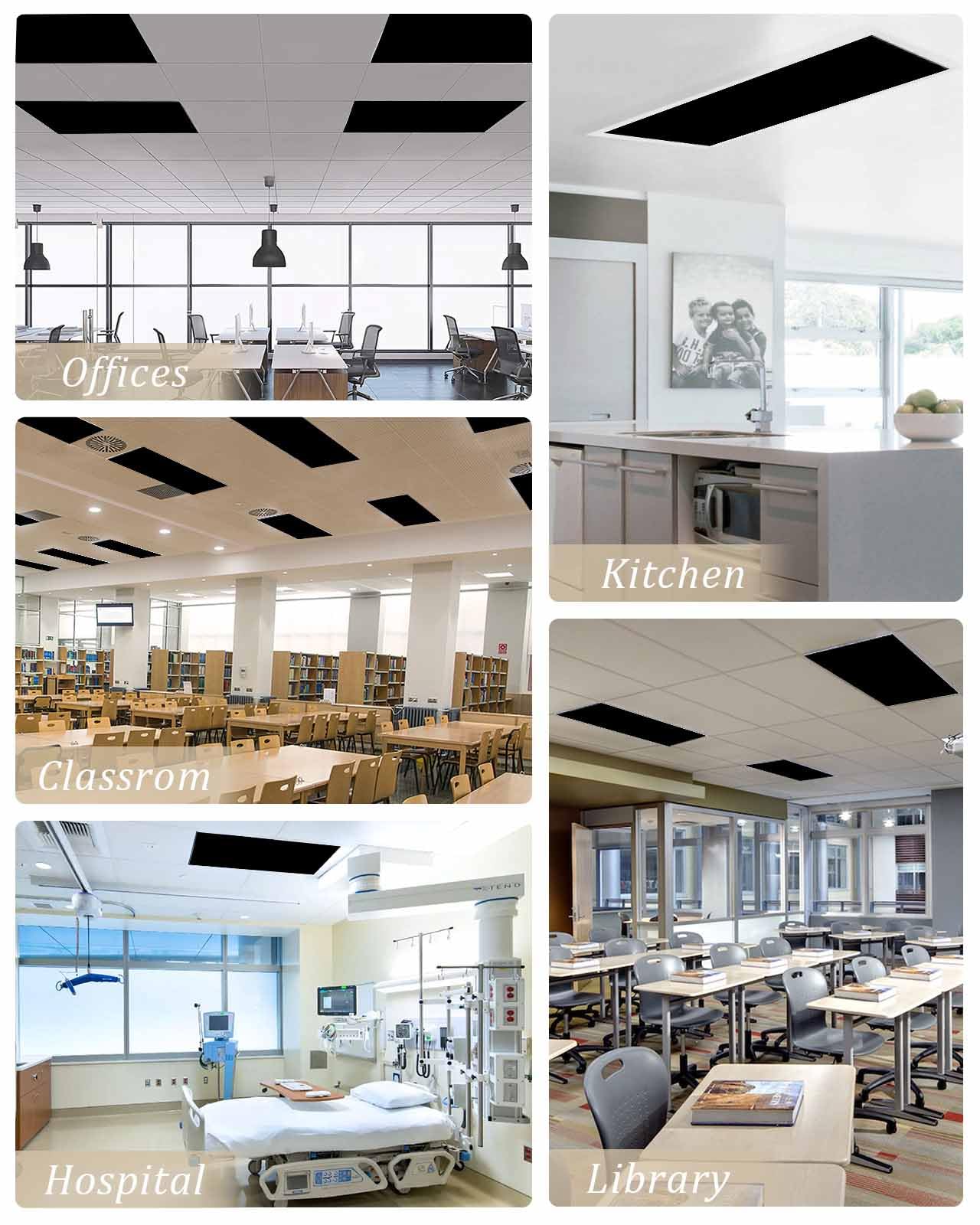 Futuregrace Magnetic Light Cover - 3 Pack 4x2 Ft Fluorescent Light Covers, Black Polyester for Classroom & Office Use