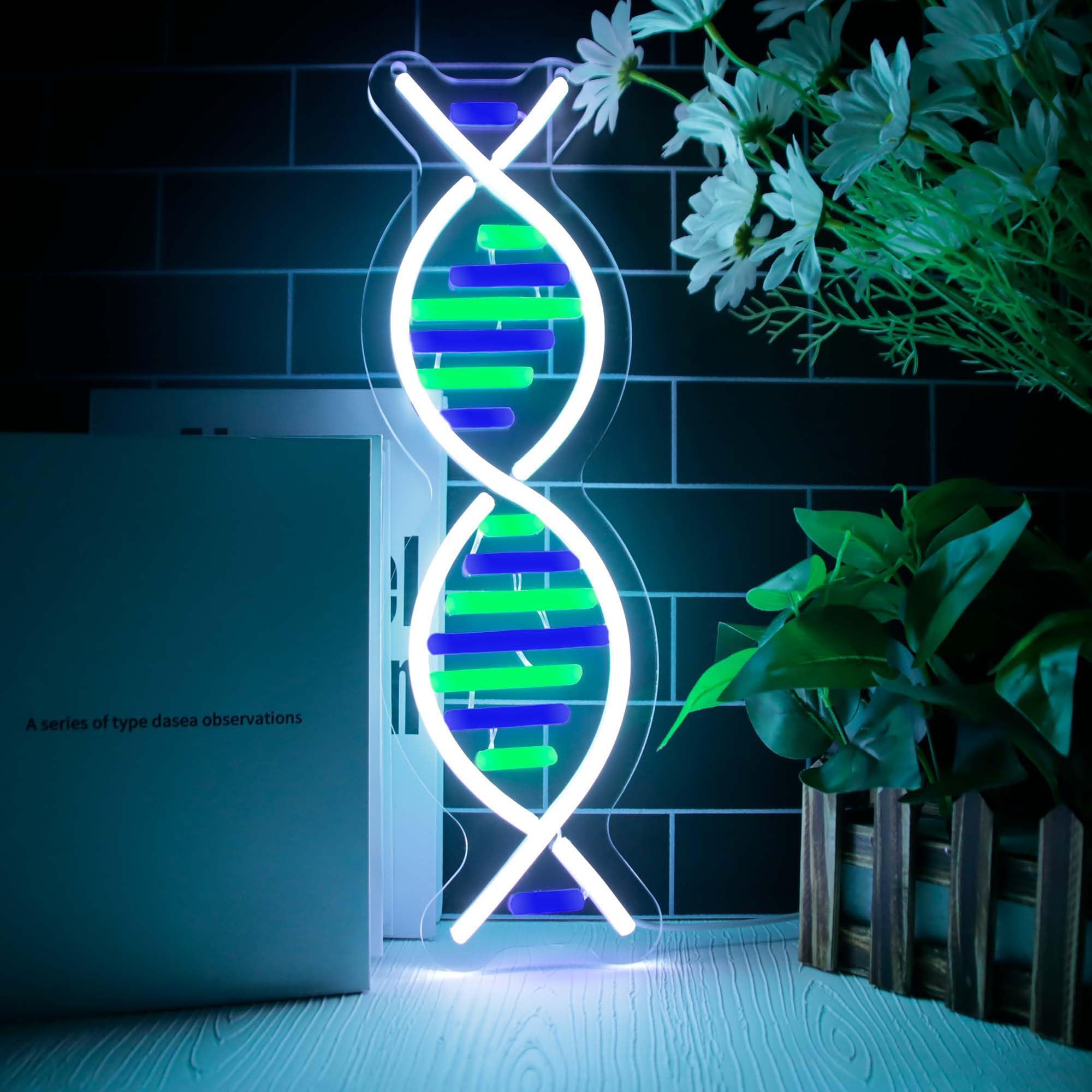 Dna Double Helix Neon Signs For Wall Decor  Dimmable Led Dna Neon Light Art Wall Sign  Usb Powered For Man Cave Gaming Room Bedroom Biology Science Gift Decor For Nurse Doctor Physician(4.7 * 16.1In)