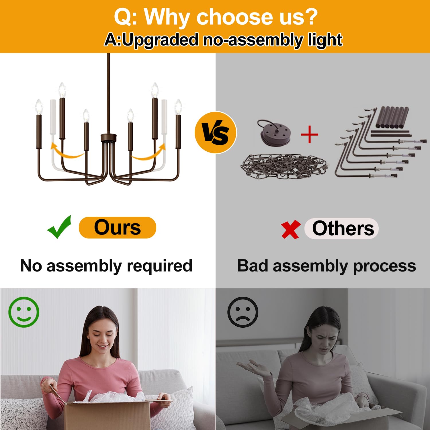 6-Light Farmhouse Chandelier For Dining Room Lighting Fixtures Hanging, Oil-Rubbed Bronze Dining Light Fixtures Industrial Chand