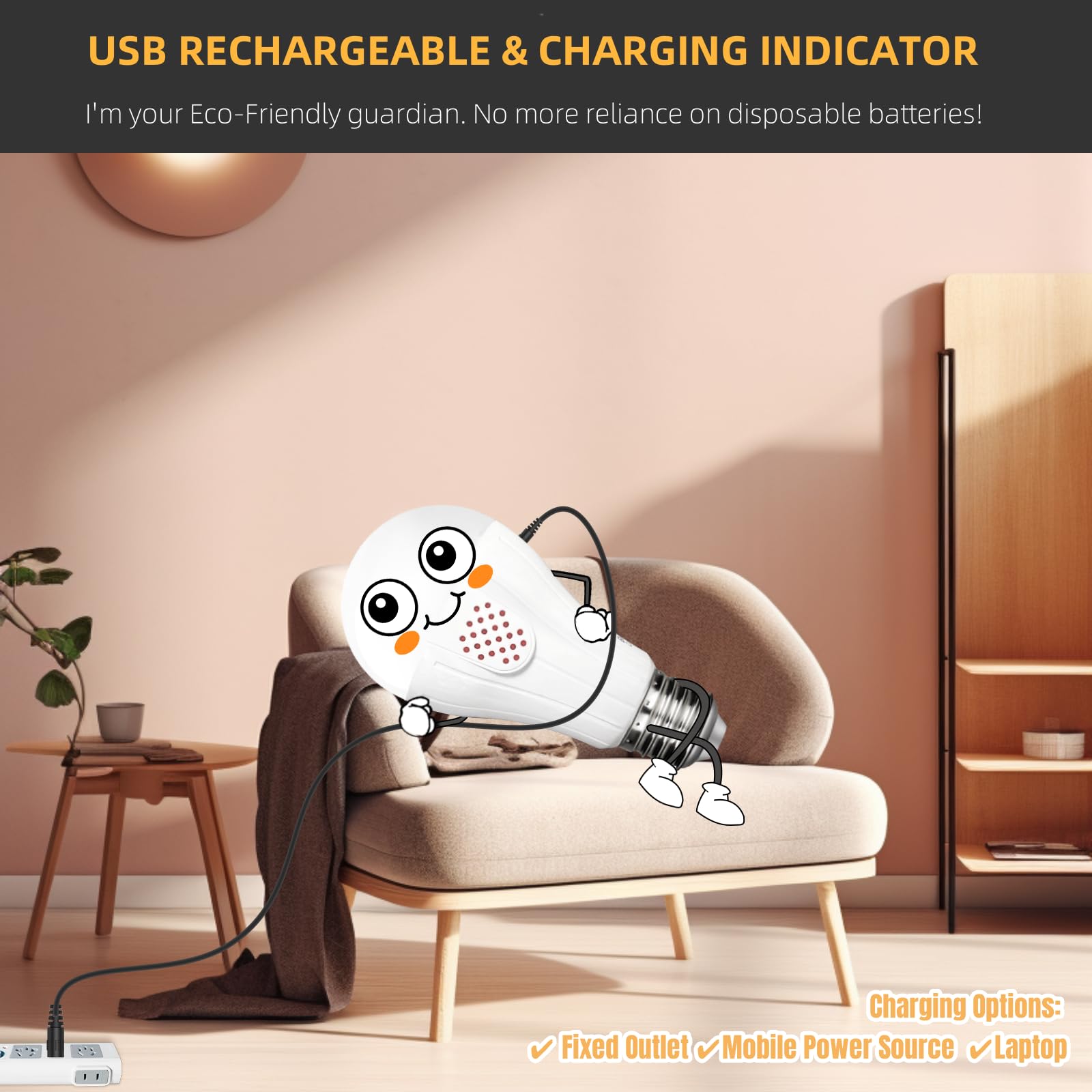 Neporal MagicGlow 15W USB Rechargeable Light Bulbs, Dimmable 3000K-6000K, 2-Pack, Remote+Touch Control, Large 1800mAh