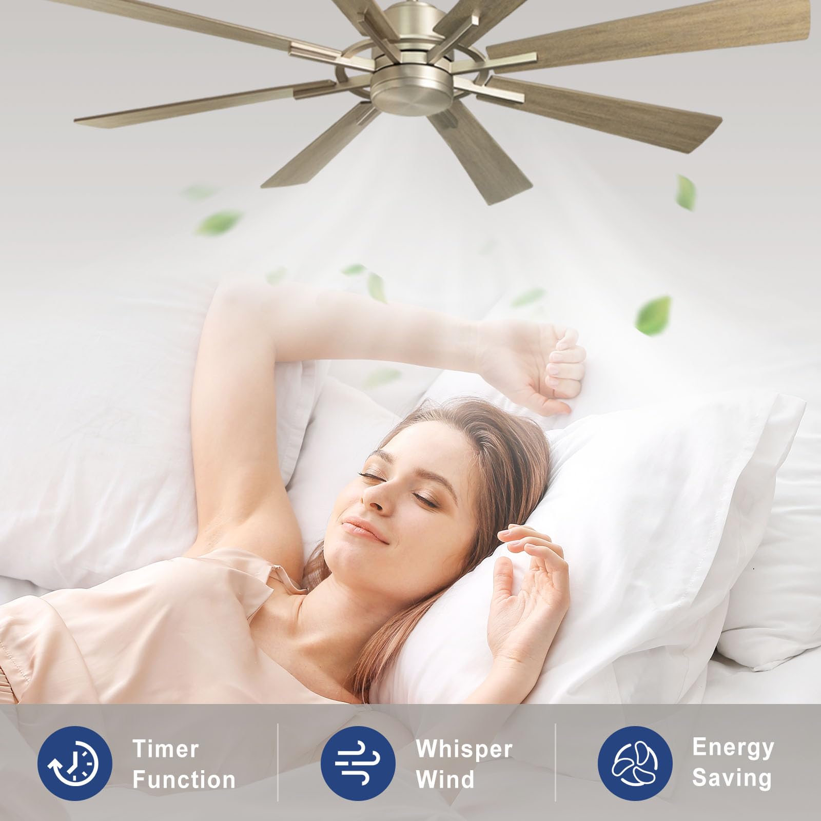 Depuley 72in Ceiling Fan Without Light, Wood Color, 8 cutting edge, Reversible, Quiet DC Motor, Model WS-FPZ182-18B-GR