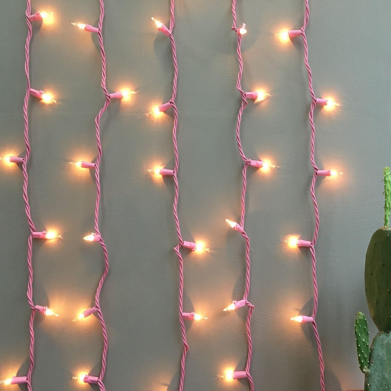 Brite Star 50 Lt Designer Series Mini Light Set, Clear, Pink Wire