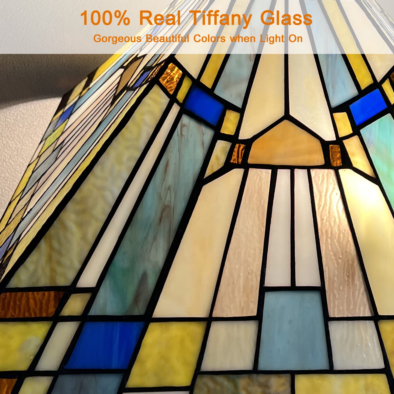 Capulina Tiffany Floor Lamp 2-Light 16X16X63 Inches Green Blue Antique Style Stained Glass Standing Reading Floor Lamp For Livin
