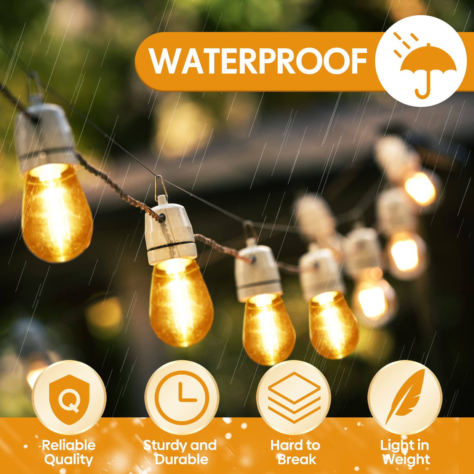 Mudder 60 Pack LED Replacement Light Bulbs S14 Waterproof Shatterproof E26 110V Warm White