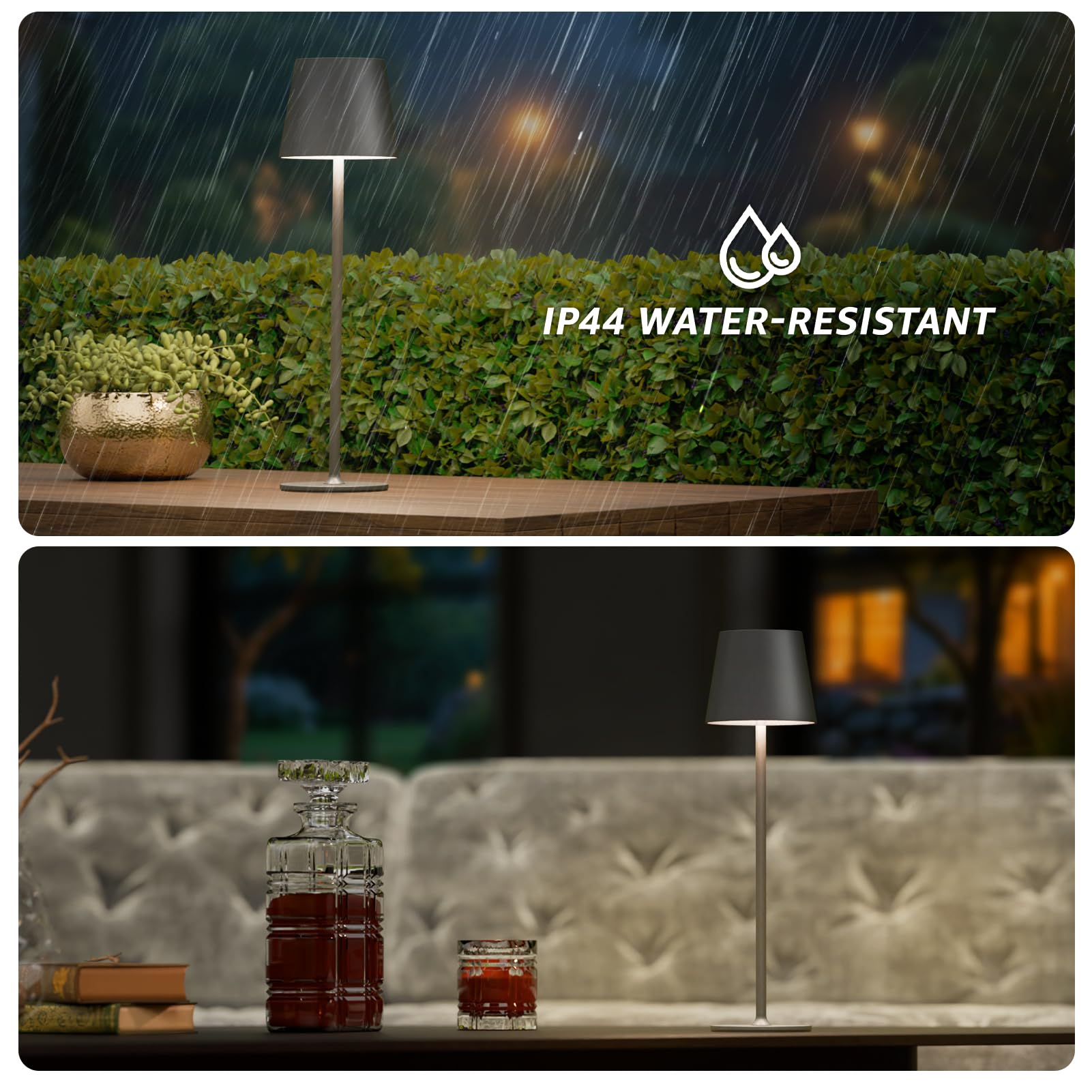 uuffoo Rechargeable Table Lamp 3 Pack, Metal, Small, Stepless Dimming, Black