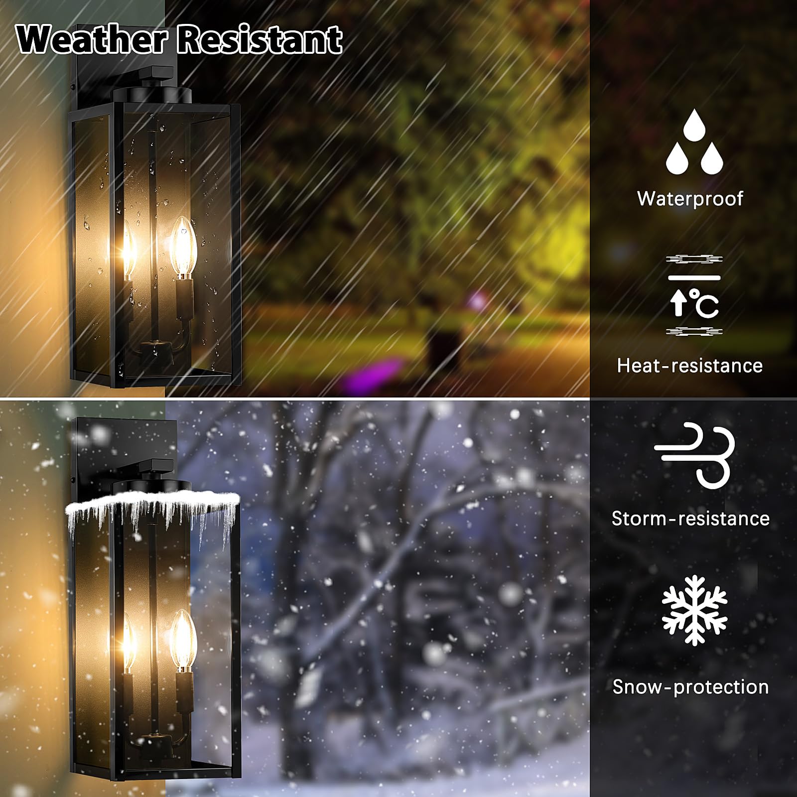 18In Large Outdoor Wall Light Fixtures  Exterior Lighting Fixtures Porch Sconces Wall Mounted  Waterproof Black Outdoor Wall Lanterns Lamps  Outside Lights For House Patio Front Door Entryway  2-Pack