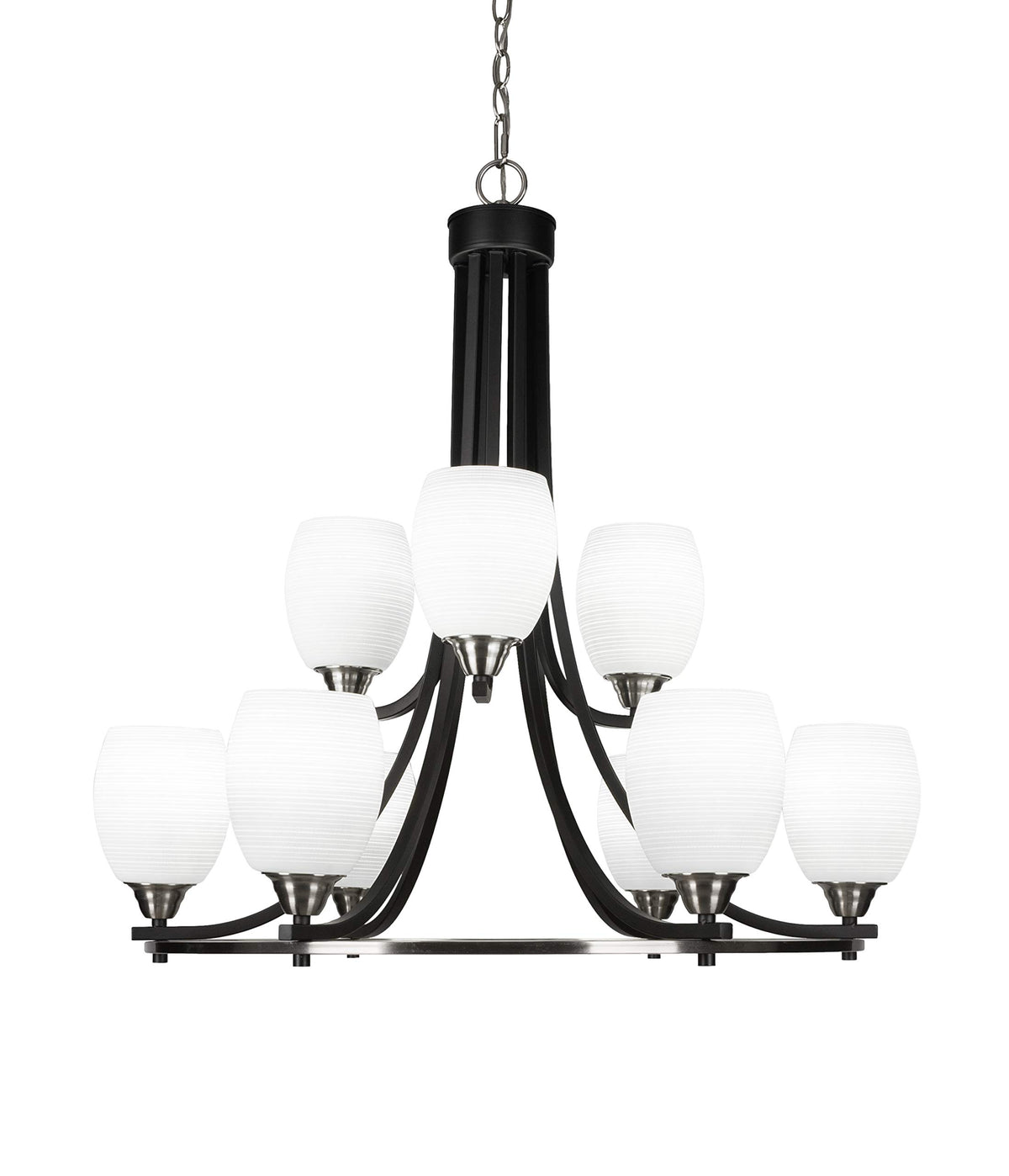 Toltec Lighting Paramount 9 Light Chandelier in Matte Black & Brushed Nickel (3409-MBBN-4021)