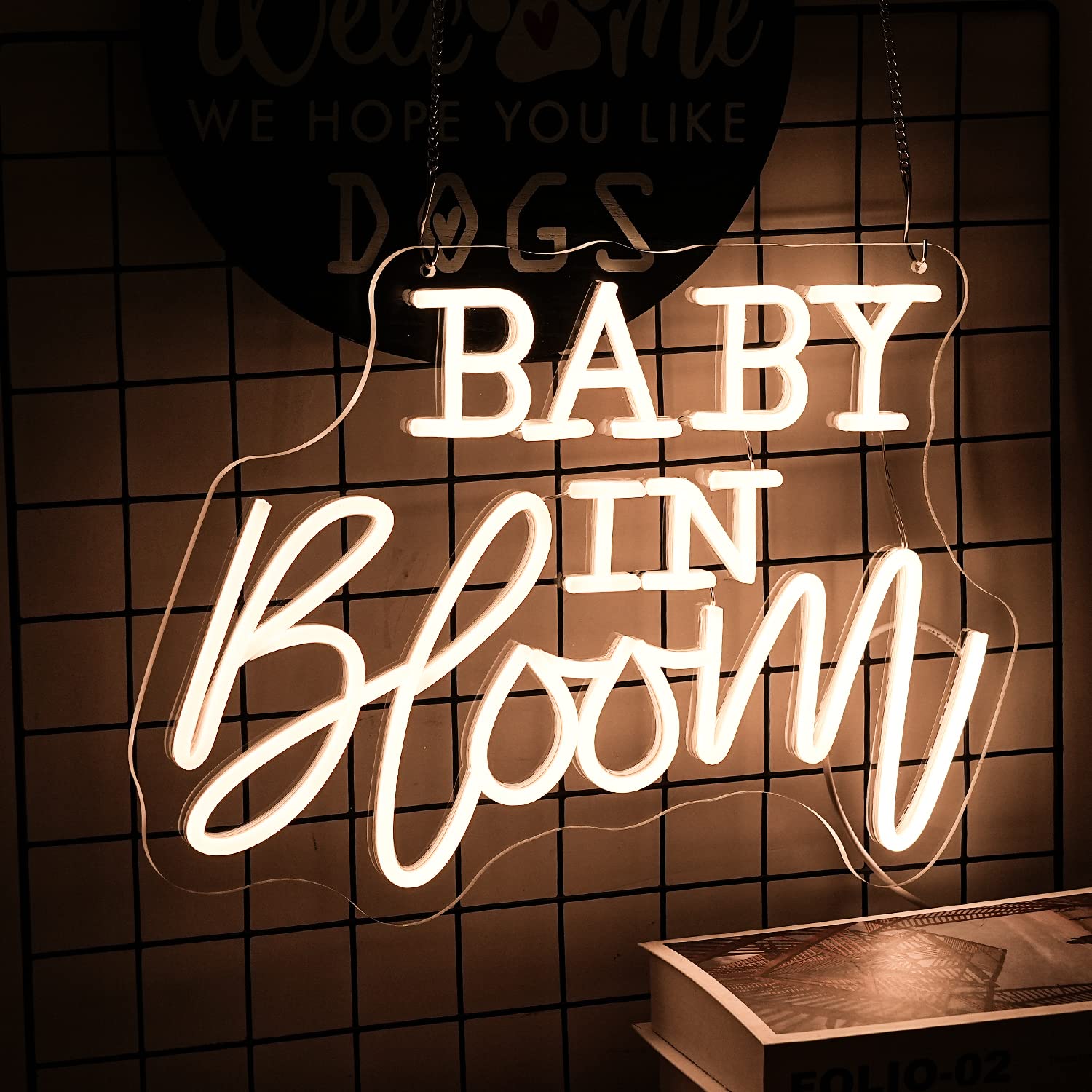 Alkkign Baby In Bloom Neon Sign Baby Neon Lights Warm LED Neon Light Signs Dimmable Letters Lights USB Powered with Switch for W