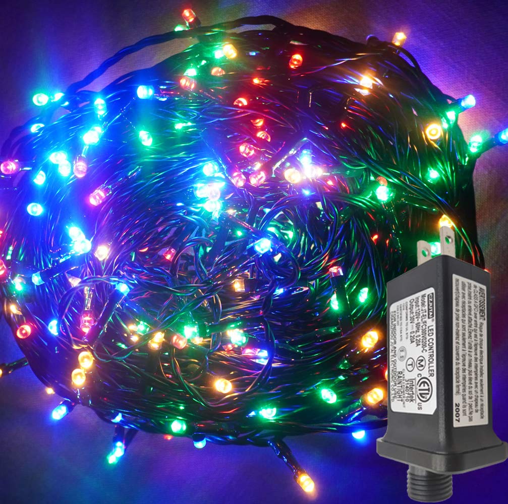 YASENN String Lights 200LED 66Ft Fairy Lights with Timer, 8 Lighting Modes, Multicolor LED Green Cable