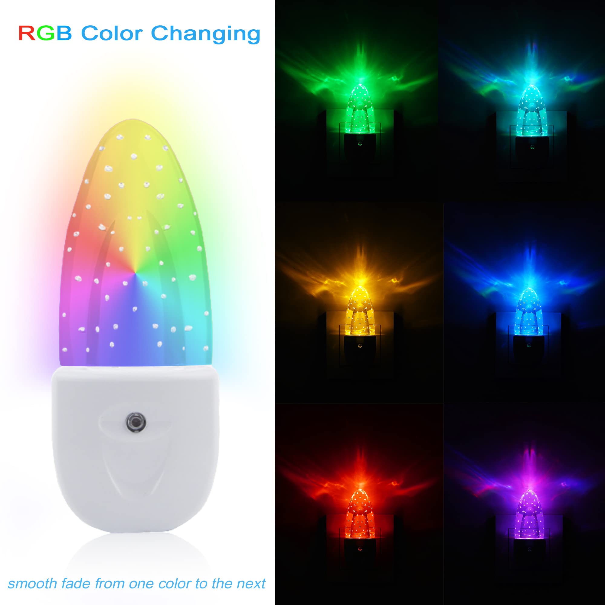 Color Changing Night Lights Plug Into Wall, 4 Pack, Rgb Led Nightlights With Light Sensors, Plug In Night Light For Kids Room, B