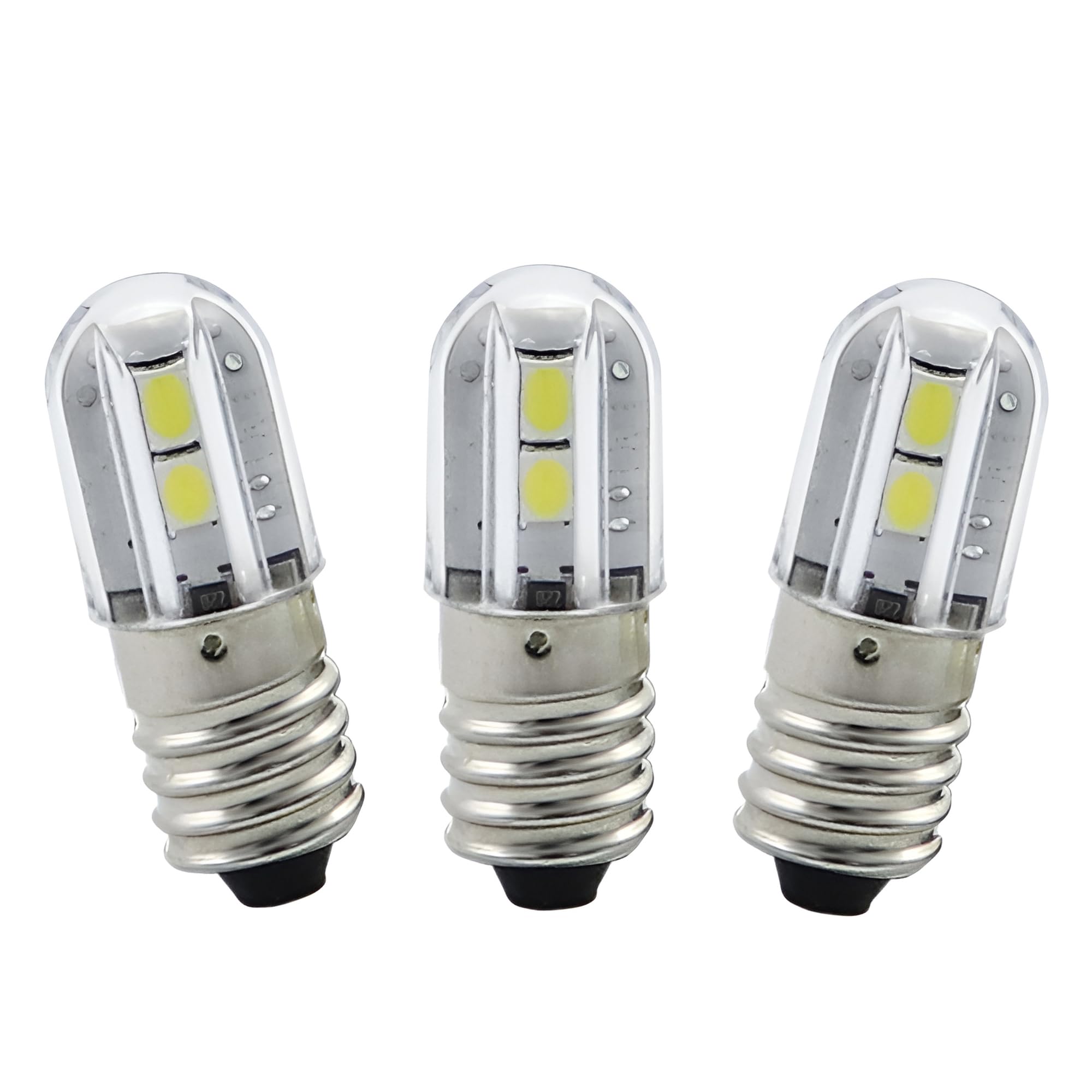 Gutreise E10 Led Light Bulb,5 Pcs 120V Cold White Lamp 1W 100Lm 6500K, Miniature Screw Replacement Bulbs (Cold White, 120V)