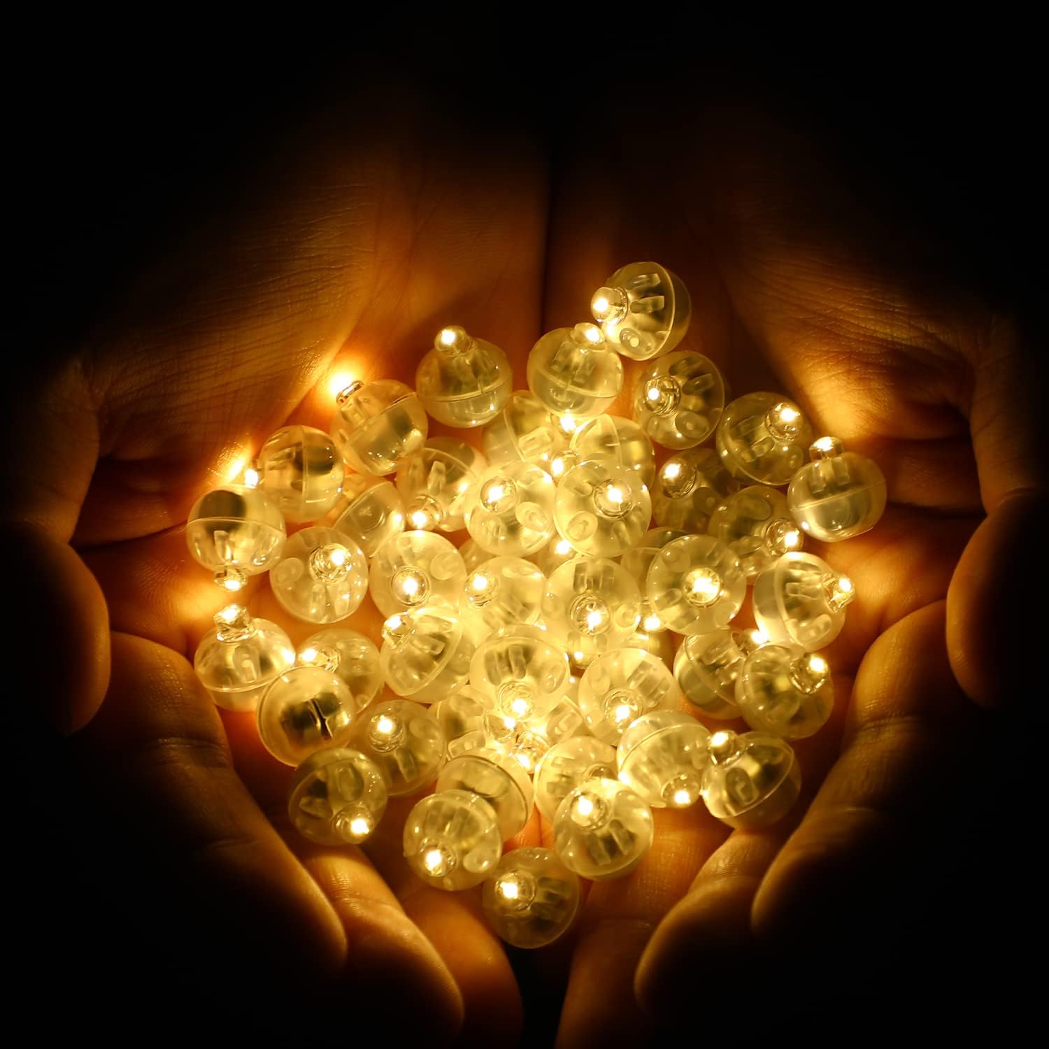 Lokipa 50Pcs Warm White Mini Led Balloon Lights - Waterproof Round Tiny Led Balloon Lights For Paper Lanterns, Easter Eggs, Pump
